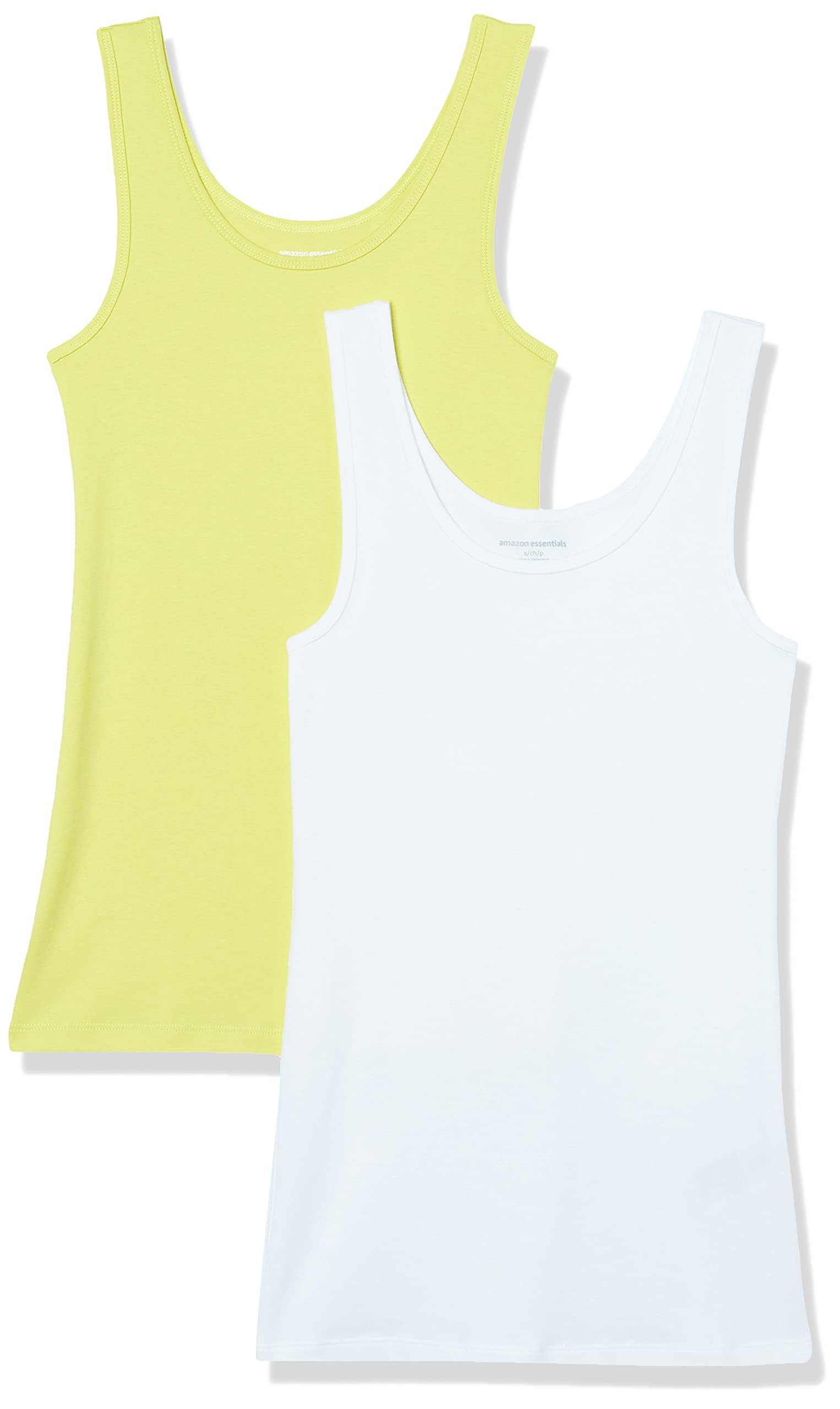 Amazon Essentials Women's Slim-Fit Ribbed Scoop Neck Tank Tops, Pack of 2