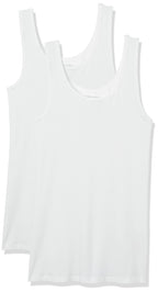 Amazon Essentials Women's Slim-Fit Ribbed Scoop Neck Tank Tops, Pack of 2