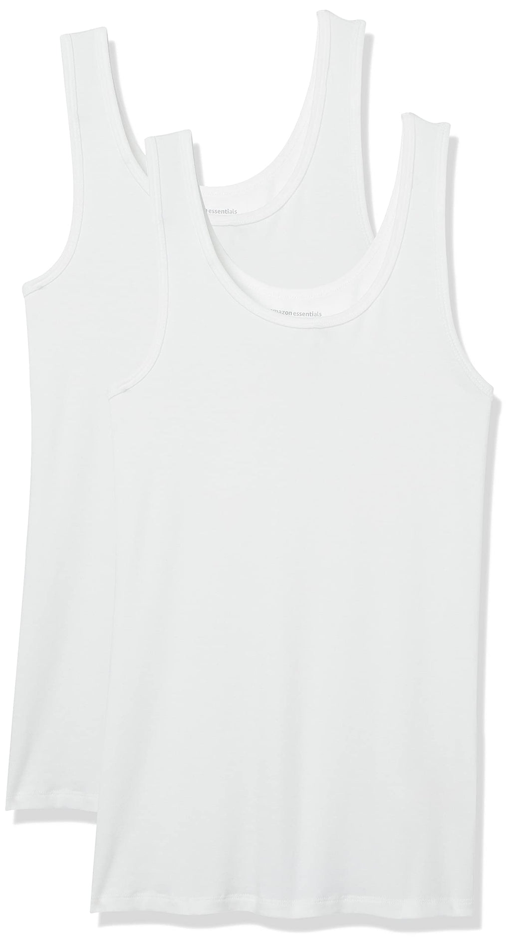 Amazon Essentials Women's Slim-Fit Ribbed Scoop Neck Tank Tops, Pack of 2