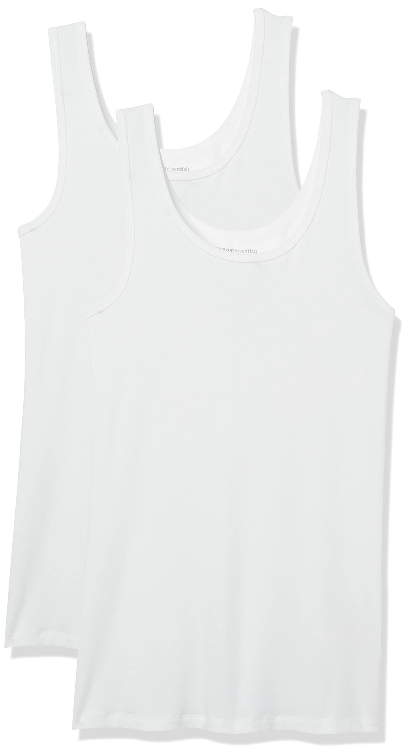 Amazon Essentials Women's Slim-Fit Ribbed Scoop Neck Tank Tops, Pack of 2