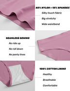 Caterlove Women's Seamless Underwear No Show Bikini Panties 6 Pack | Invisible Breathable Comfortable Briefs, Soft Stretchy Silky Touch Fabric, Low Rise Hipster for Gym Work Daily