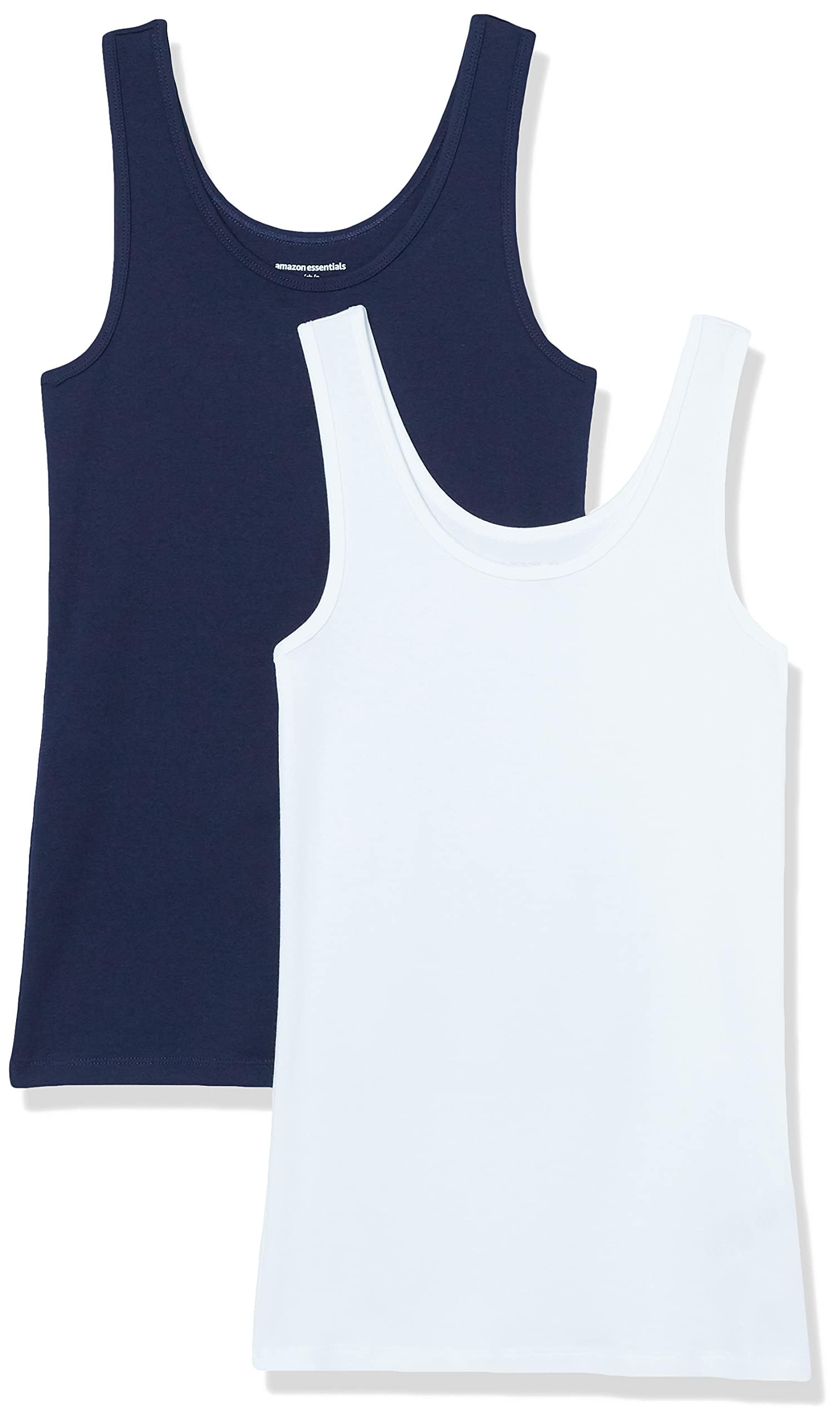 Amazon Essentials Women's Slim-Fit Ribbed Scoop Neck Tank Tops, Pack of 2