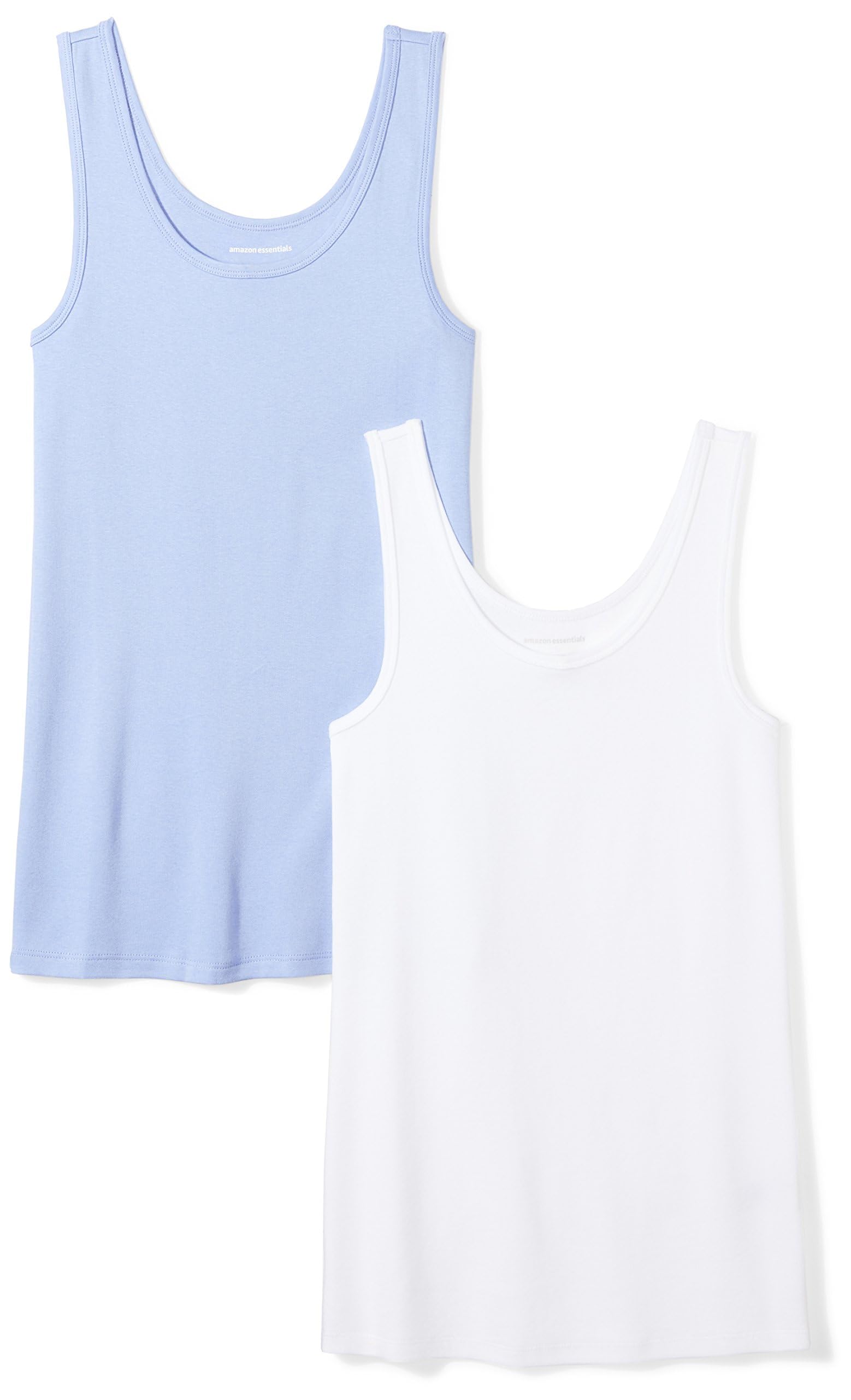 Amazon Essentials Women's Slim-Fit Ribbed Scoop Neck Tank Tops, Pack of 2