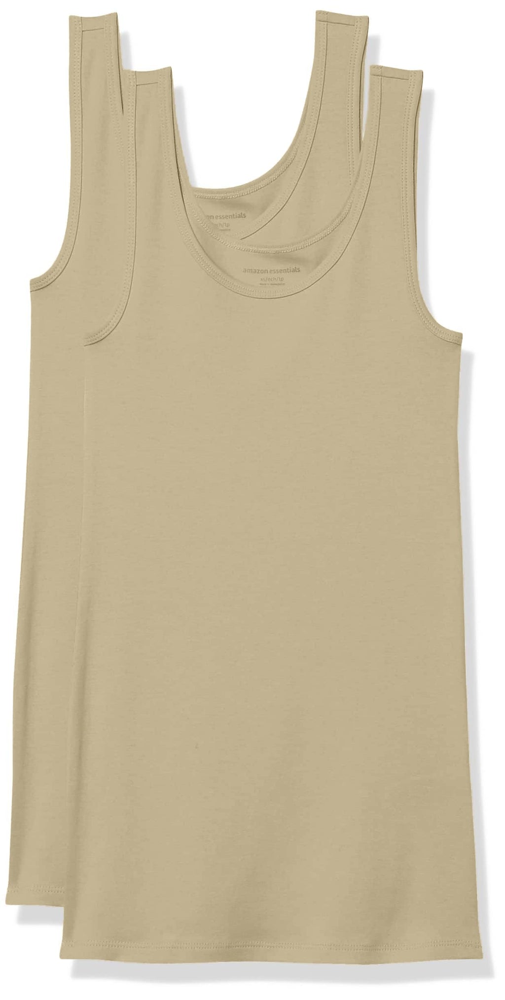 Amazon Essentials Women's Slim-Fit Ribbed Scoop Neck Tank Tops, Pack of 2