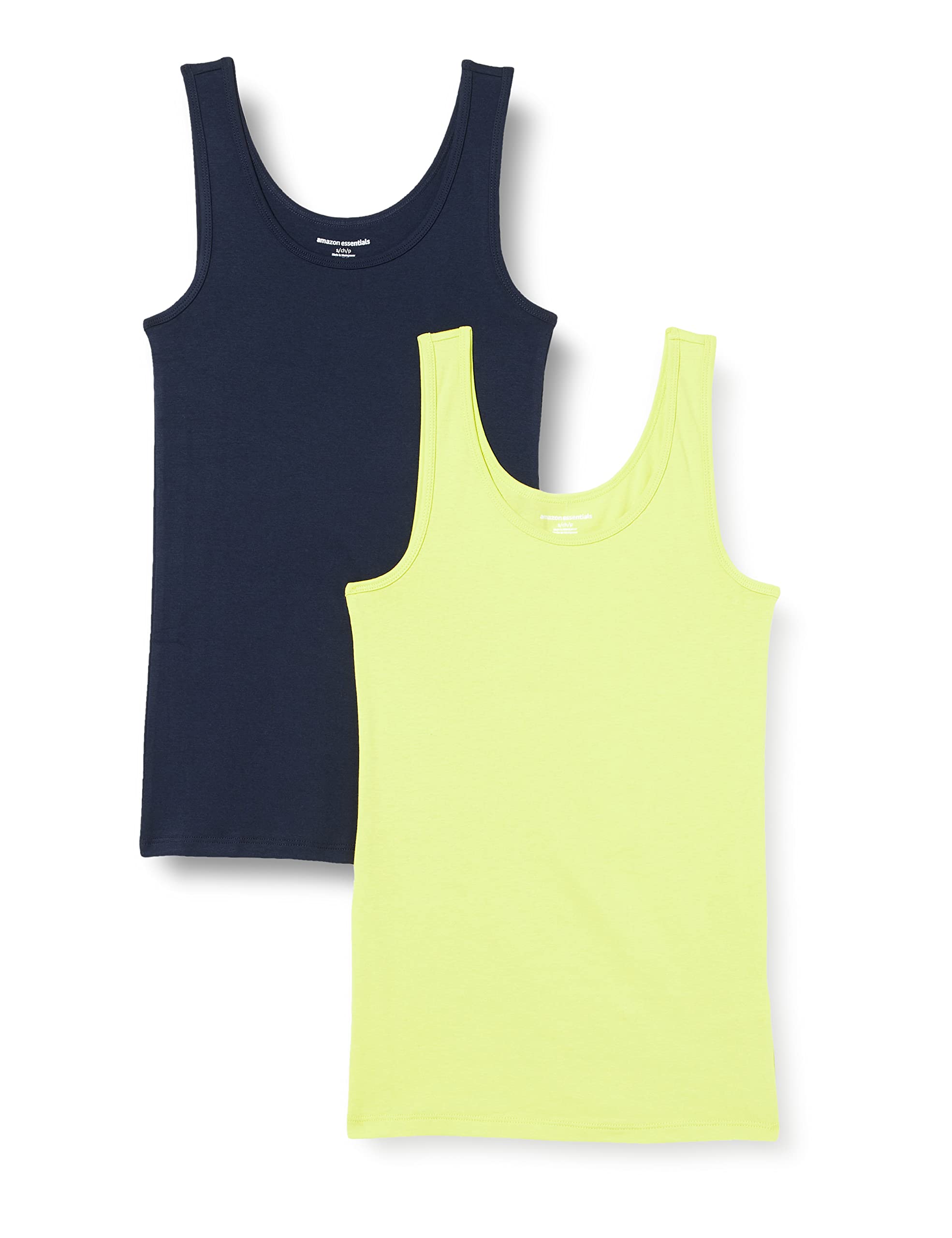 Amazon Essentials Women's Slim-Fit Ribbed Scoop Neck Tank Tops, Pack of 2