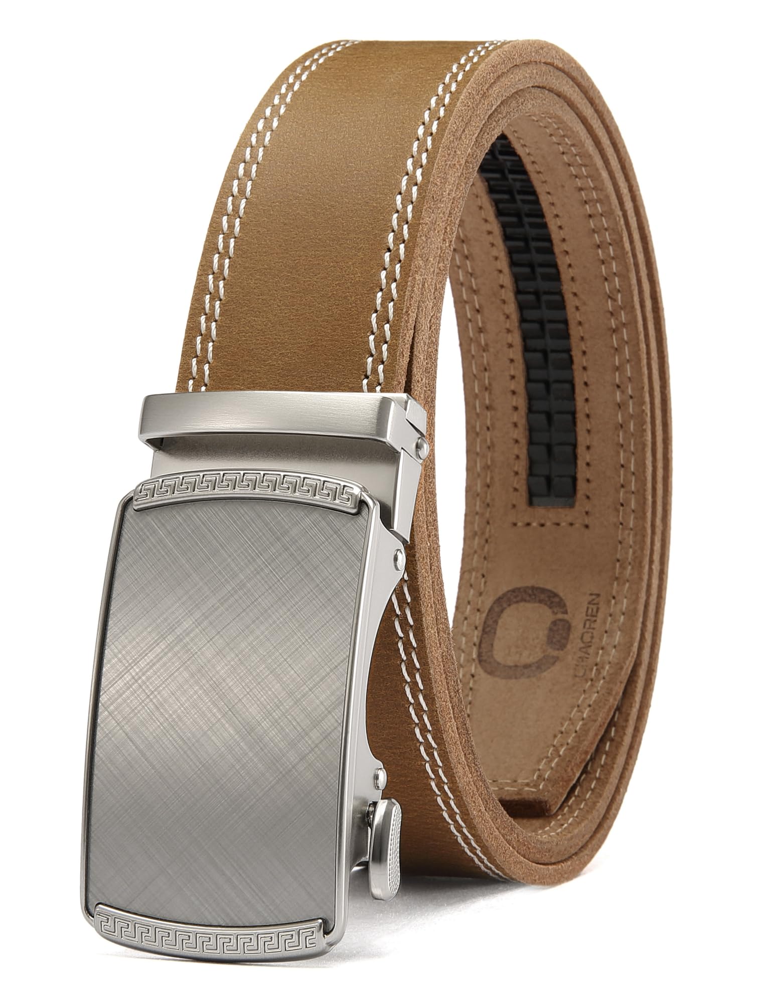 CHAOREN Men's Leather Ratchet Belt - Customizable Fit (35mm) | Smooth Sliding, Precise Micro‑Adjust, Trim to Fit, Dress & Casual Wear, Gift Box