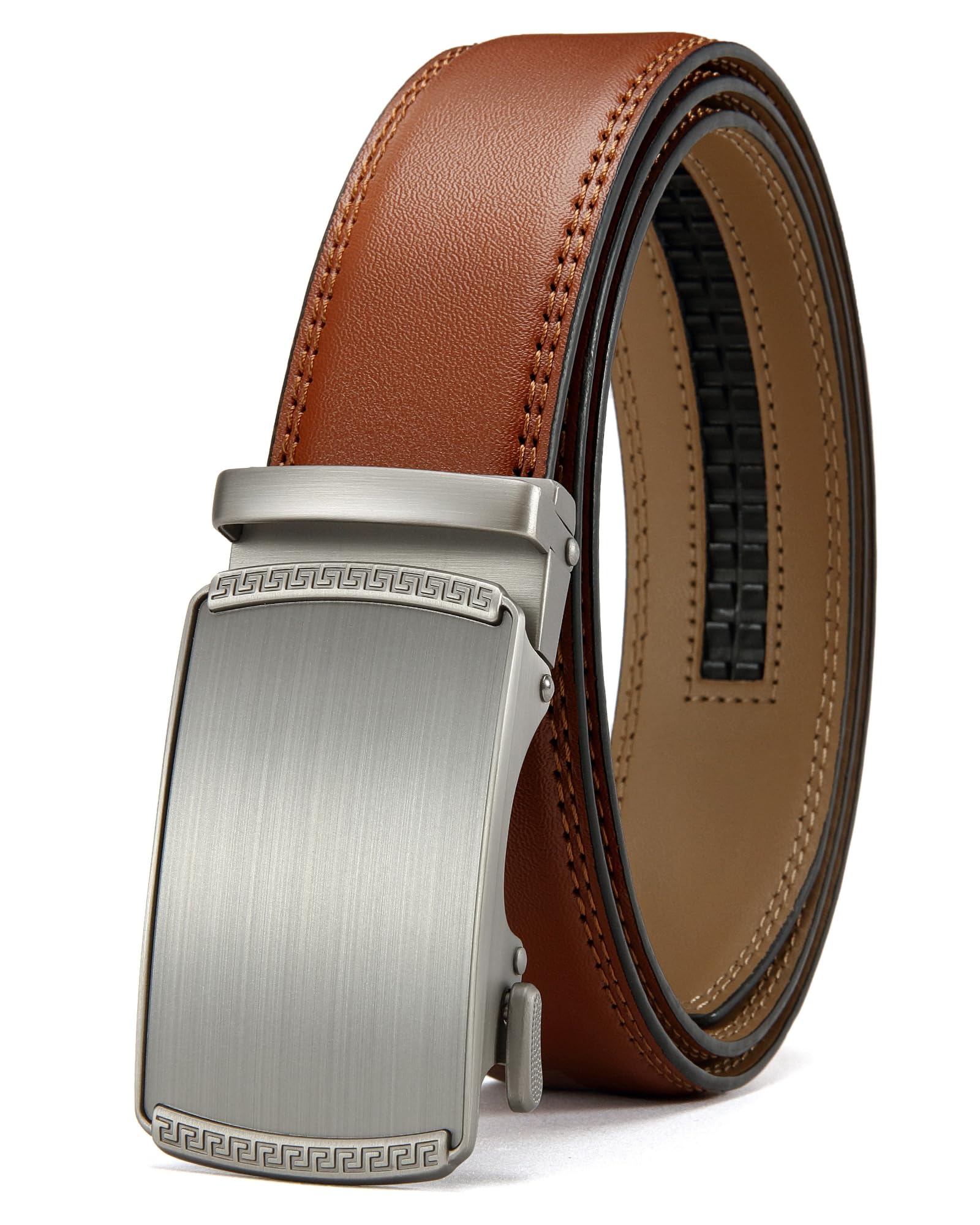 CHAOREN Men's Leather Ratchet Belt - Customizable Fit (35mm) | Smooth Sliding, Precise Micro‑Adjust, Trim to Fit, Dress & Casual Wear, Gift Box