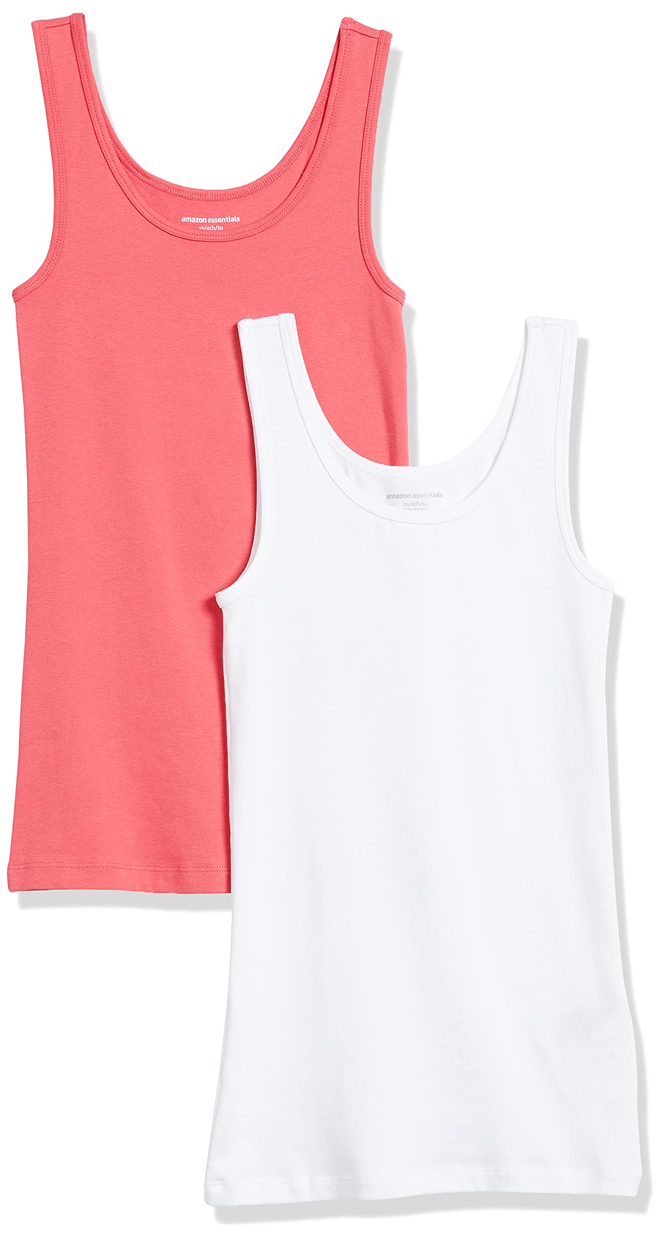 Amazon Essentials Women's Slim-Fit Ribbed Scoop Neck Tank Tops, Pack of 2