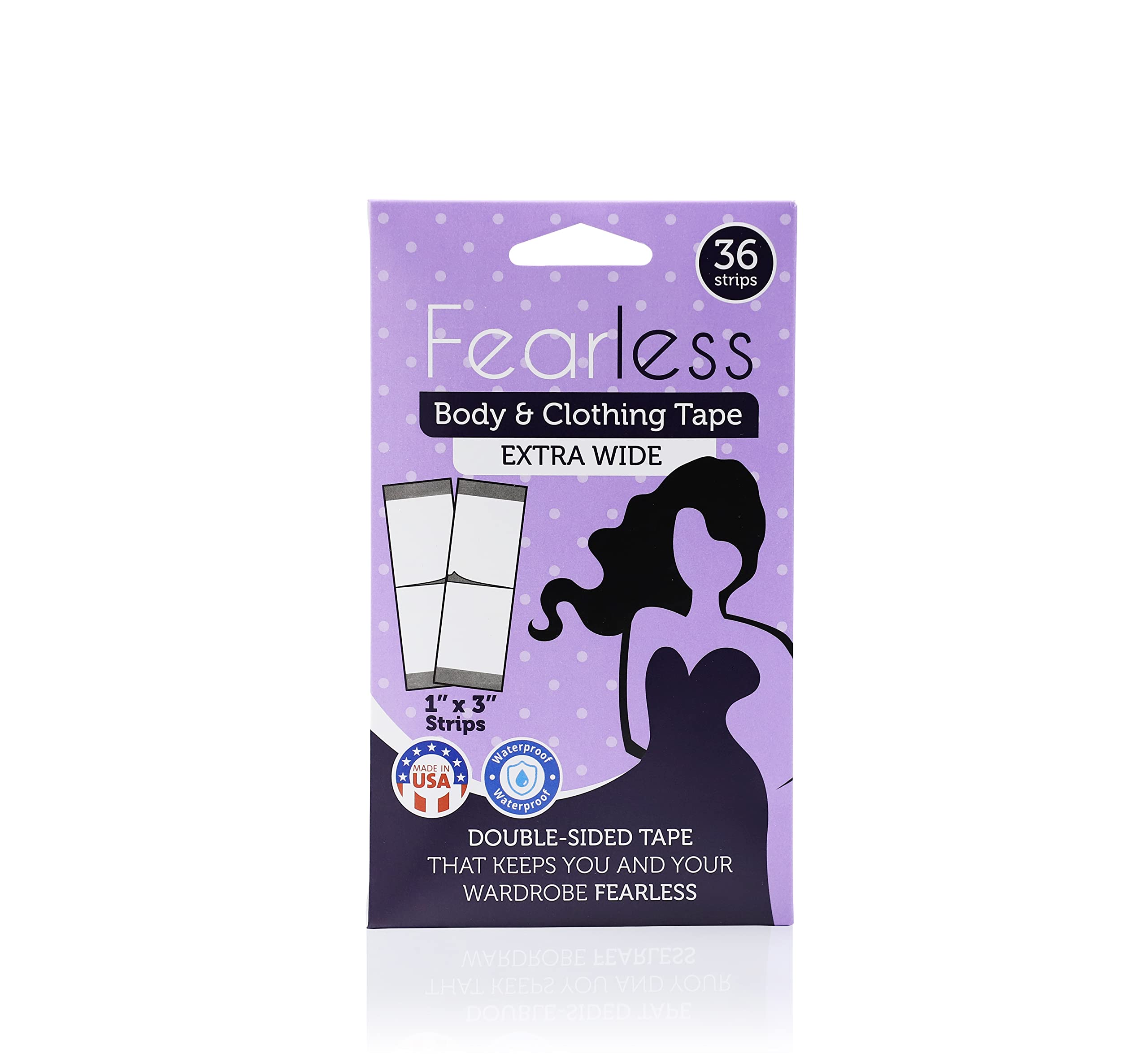 Fearless Tape Double Sided Clothing & Body Tape, 50 Strips | 50 Clear Strips - Ready for Weddings, Proms, and Everyday Outfit Fixes