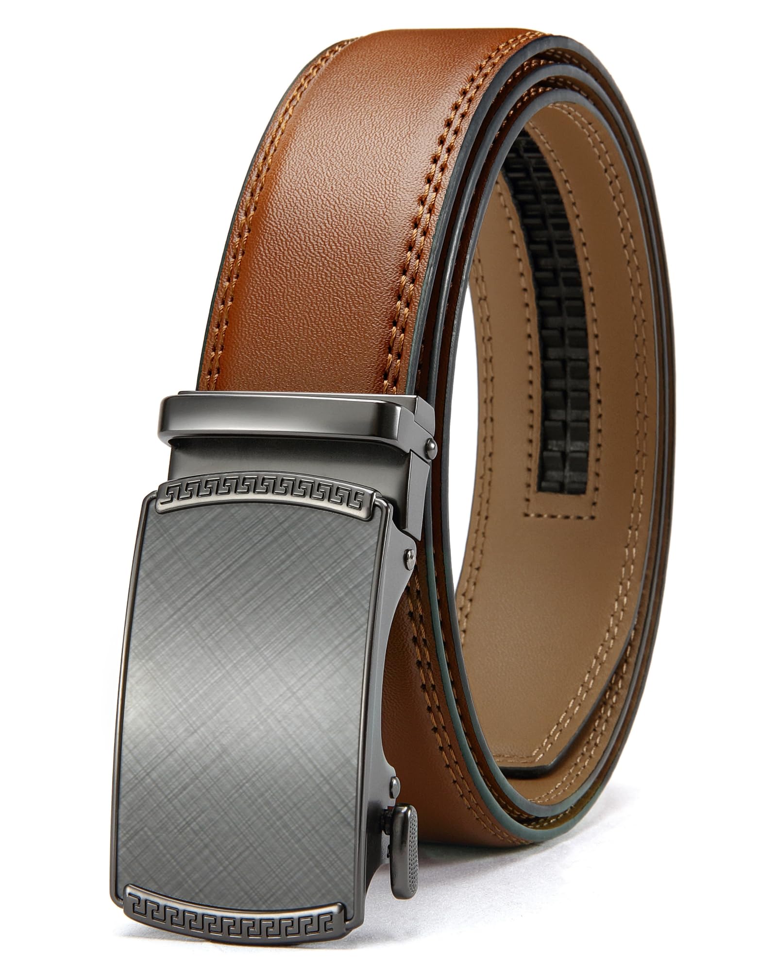 CHAOREN Men's Leather Ratchet Belt - Customizable Fit (35mm) | Smooth Sliding, Precise Micro‑Adjust, Trim to Fit, Dress & Casual Wear, Gift Box
