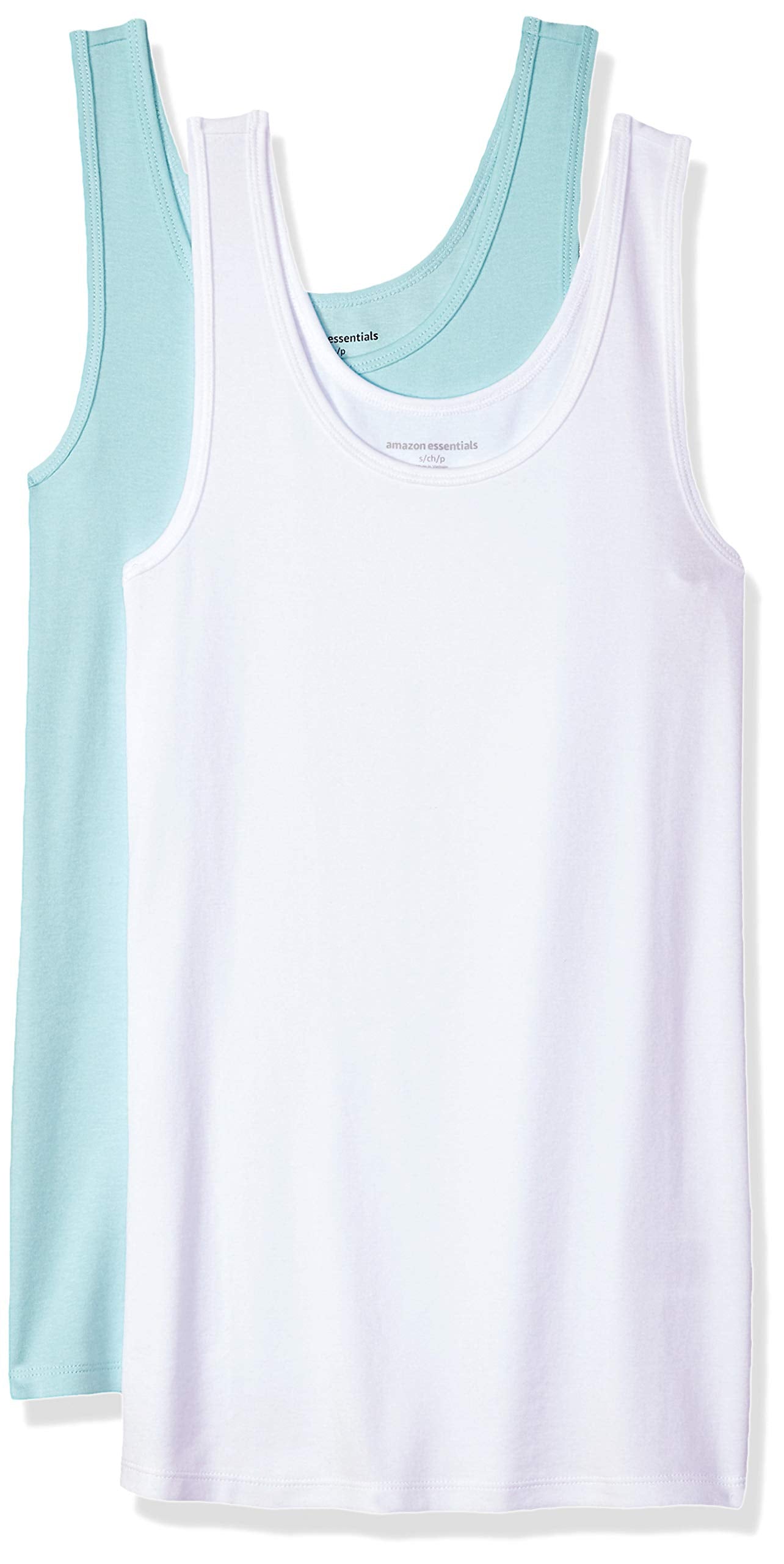 Amazon Essentials Women's Slim-Fit Ribbed Scoop Neck Tank Tops, Pack of 2