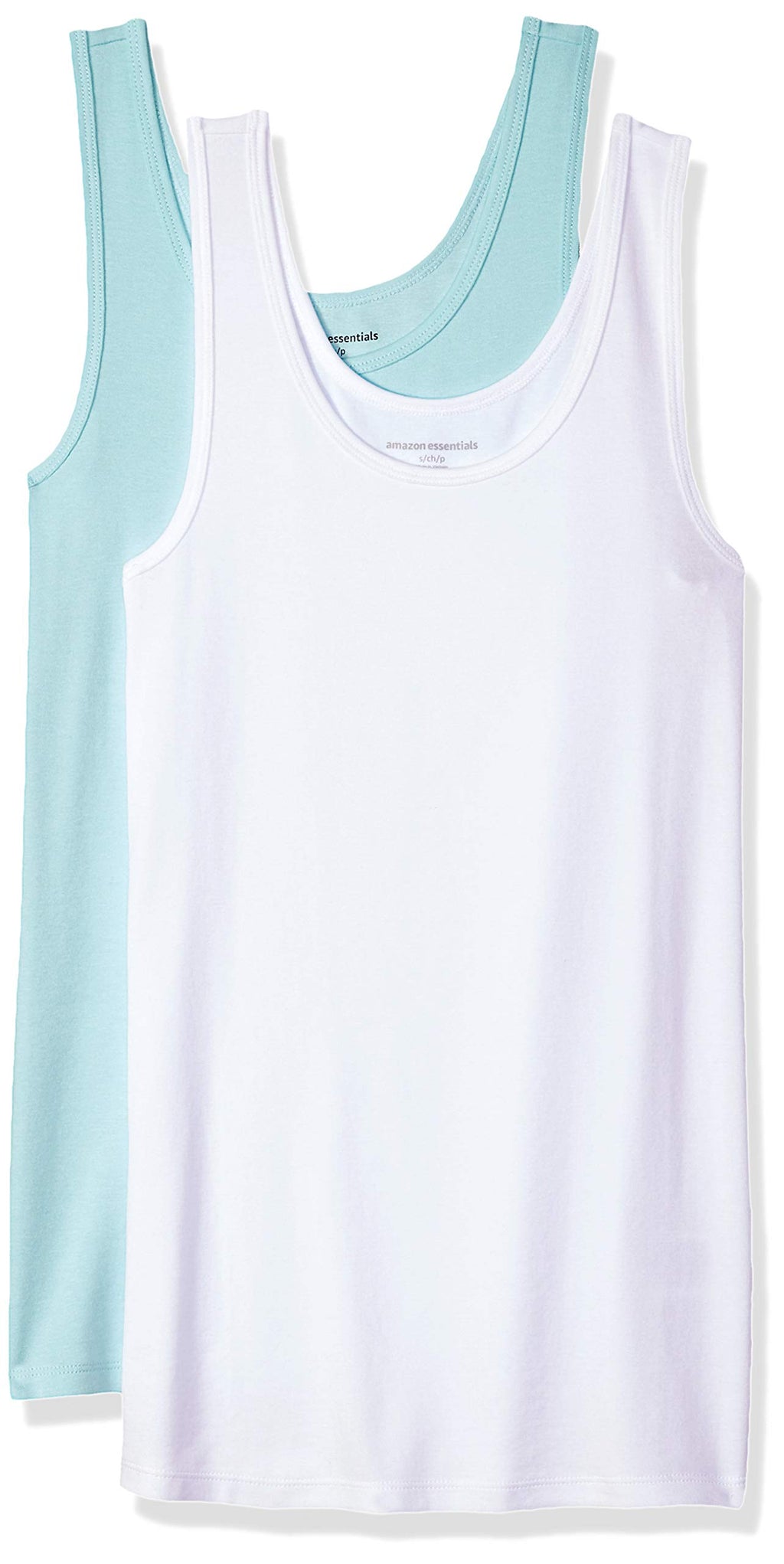 Amazon Essentials Women's Slim-Fit Ribbed Scoop Neck Tank Tops, Pack of 2