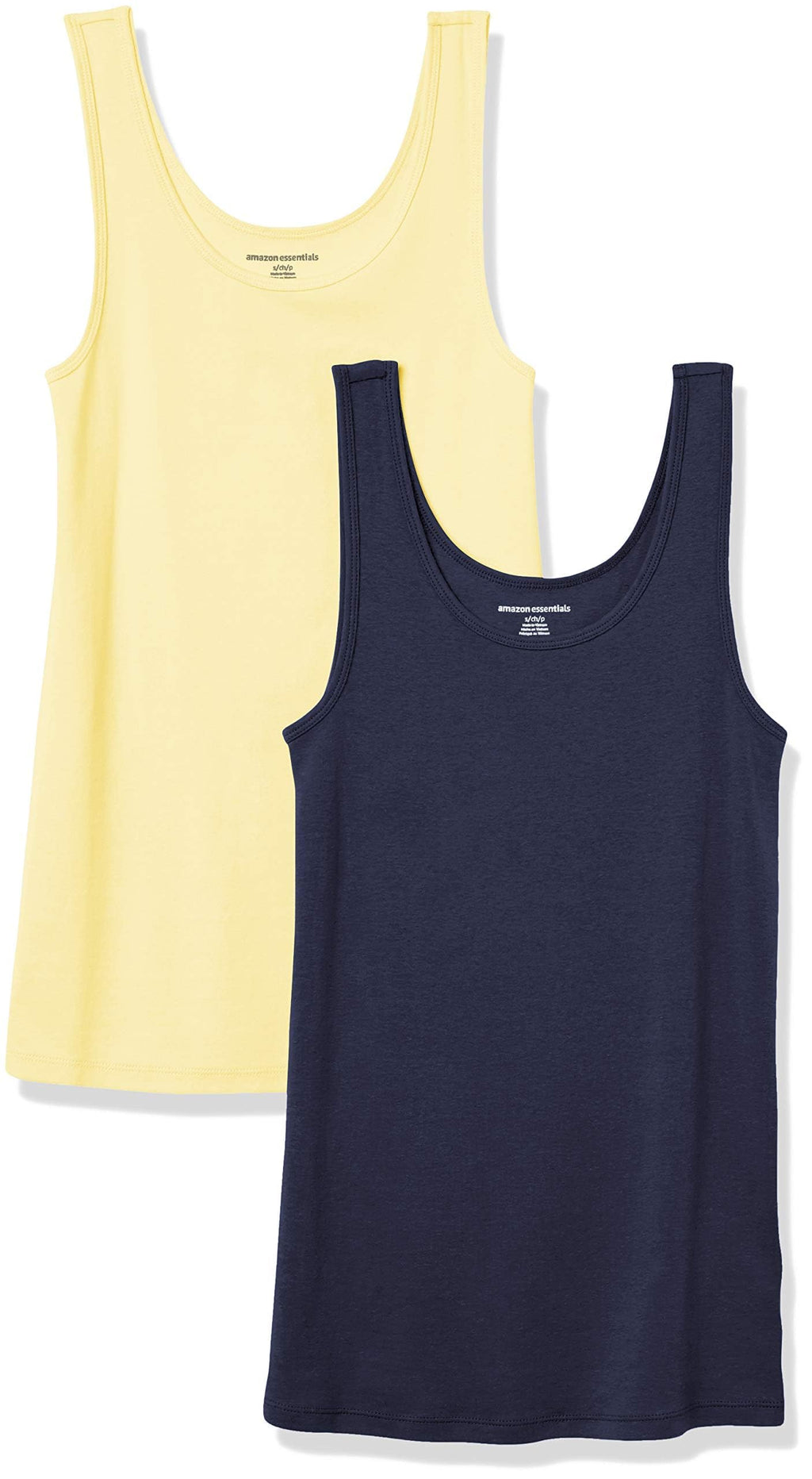 Amazon Essentials Women's Slim-Fit Ribbed Scoop Neck Tank Tops, Pack of 2