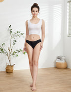 Caterlove Women's Seamless Underwear No Show Bikini Panties 6 Pack | Invisible Breathable Comfortable Briefs, Soft Stretchy Silky Touch Fabric, Low Rise Hipster for Gym Work Daily