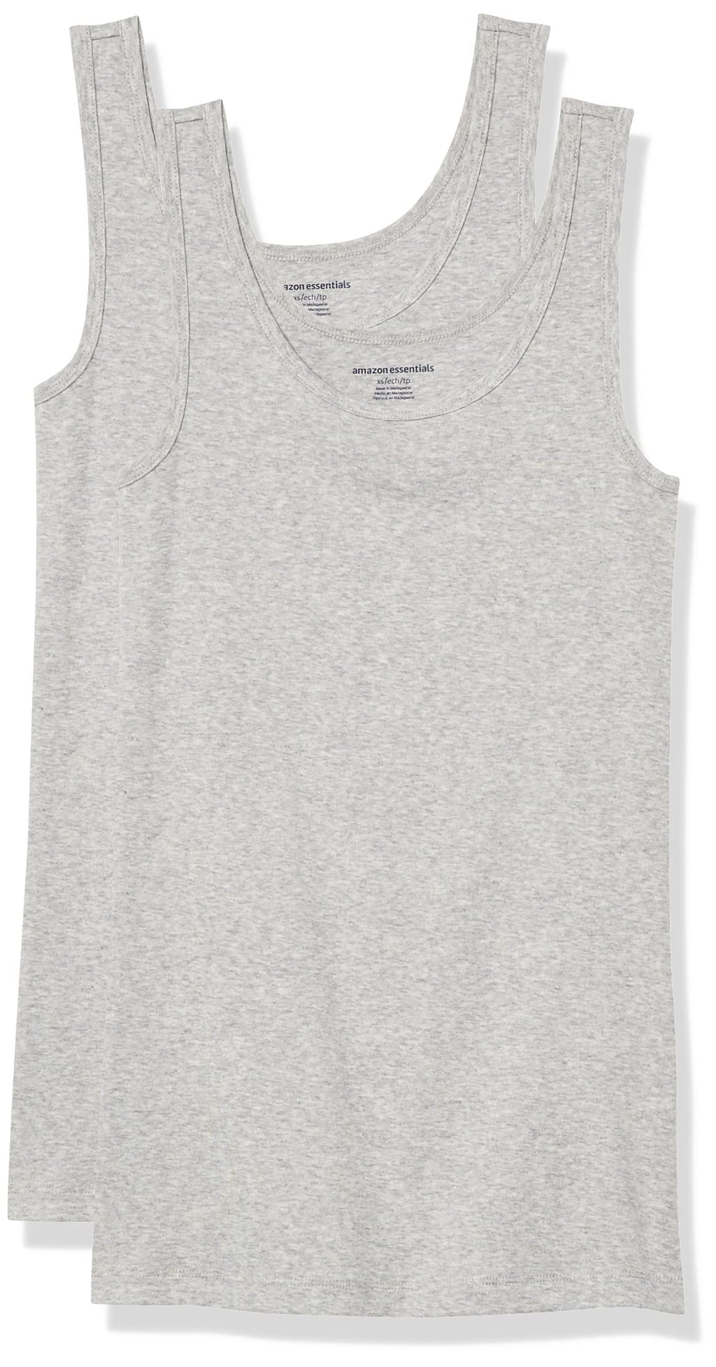 Amazon Essentials Women's Slim-Fit Ribbed Scoop Neck Tank Tops, Pack of 2