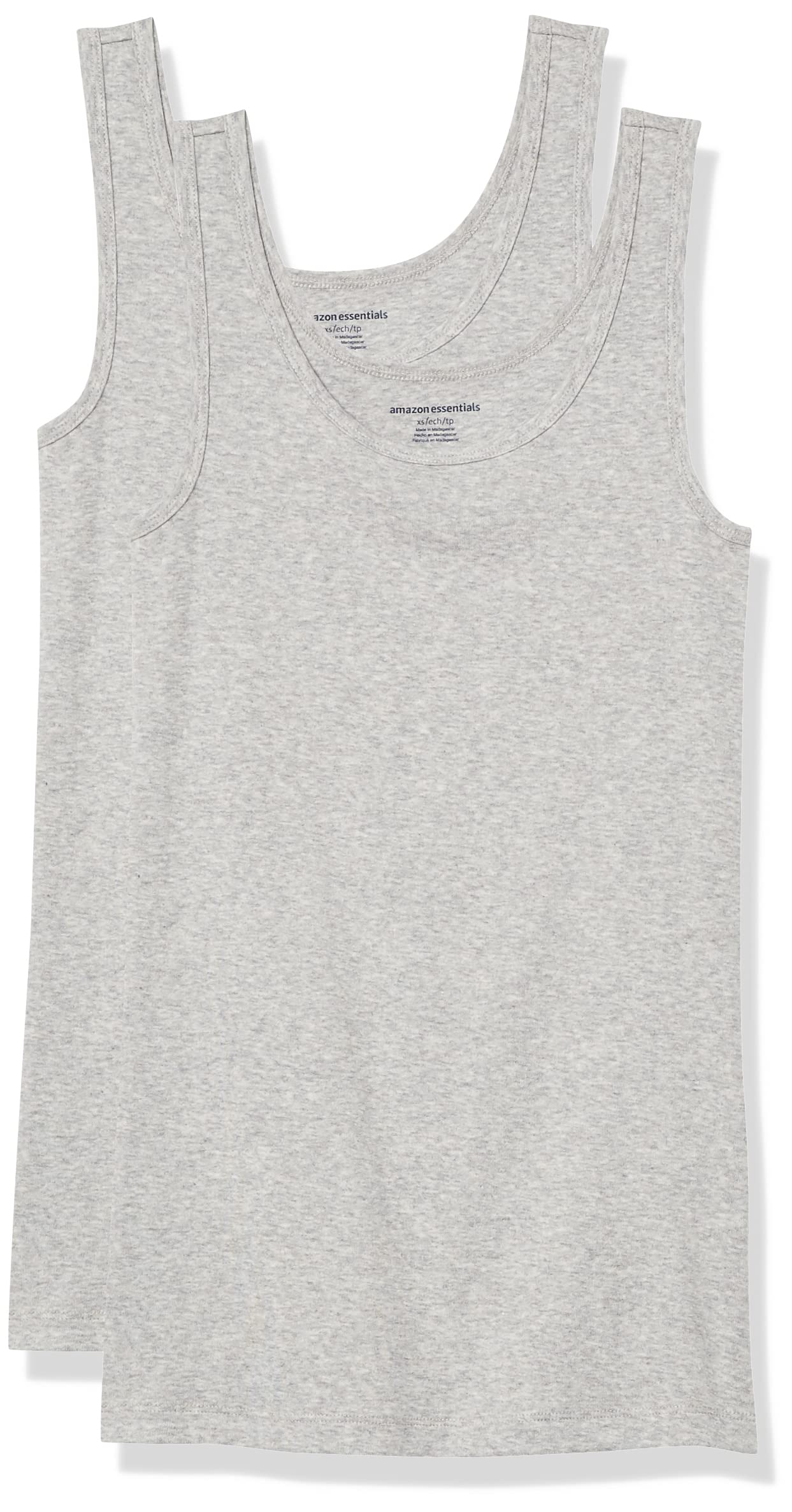 Amazon Essentials Women's Slim-Fit Ribbed Scoop Neck Tank Tops, Pack of 2