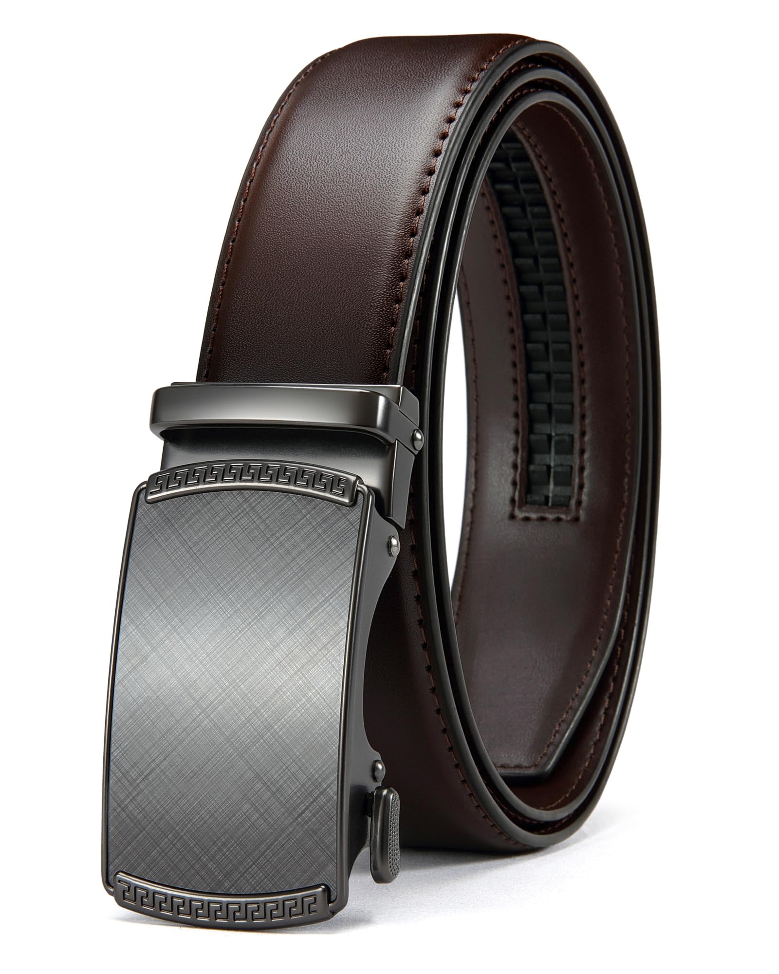CHAOREN Men's Leather Ratchet Belt - Customizable Fit (35mm) | Smooth Sliding, Precise Micro‑Adjust, Trim to Fit, Dress & Casual Wear, Gift Box