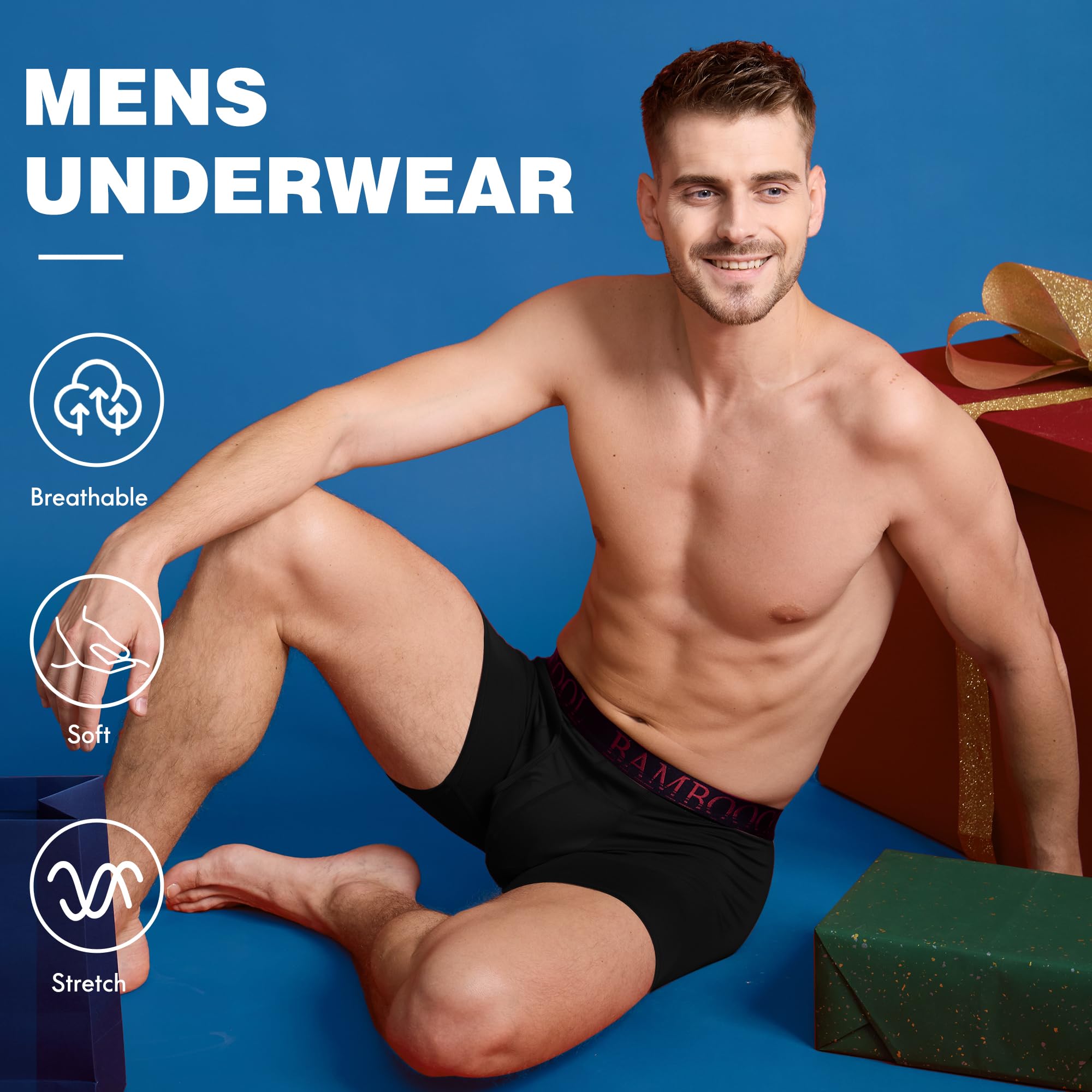 BAMBOO COOL Ultra Soft & breathable Mens Underwear Boxer Briefs Pack | Natural Bamboo Fabric‌,No Ride Up,Softer&Cooler than Cotton,Lightweight&breathable,Daily Wear,Outdoor
