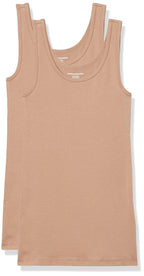 Amazon Essentials Women's Slim-Fit Ribbed Scoop Neck Tank Tops, Pack of 2