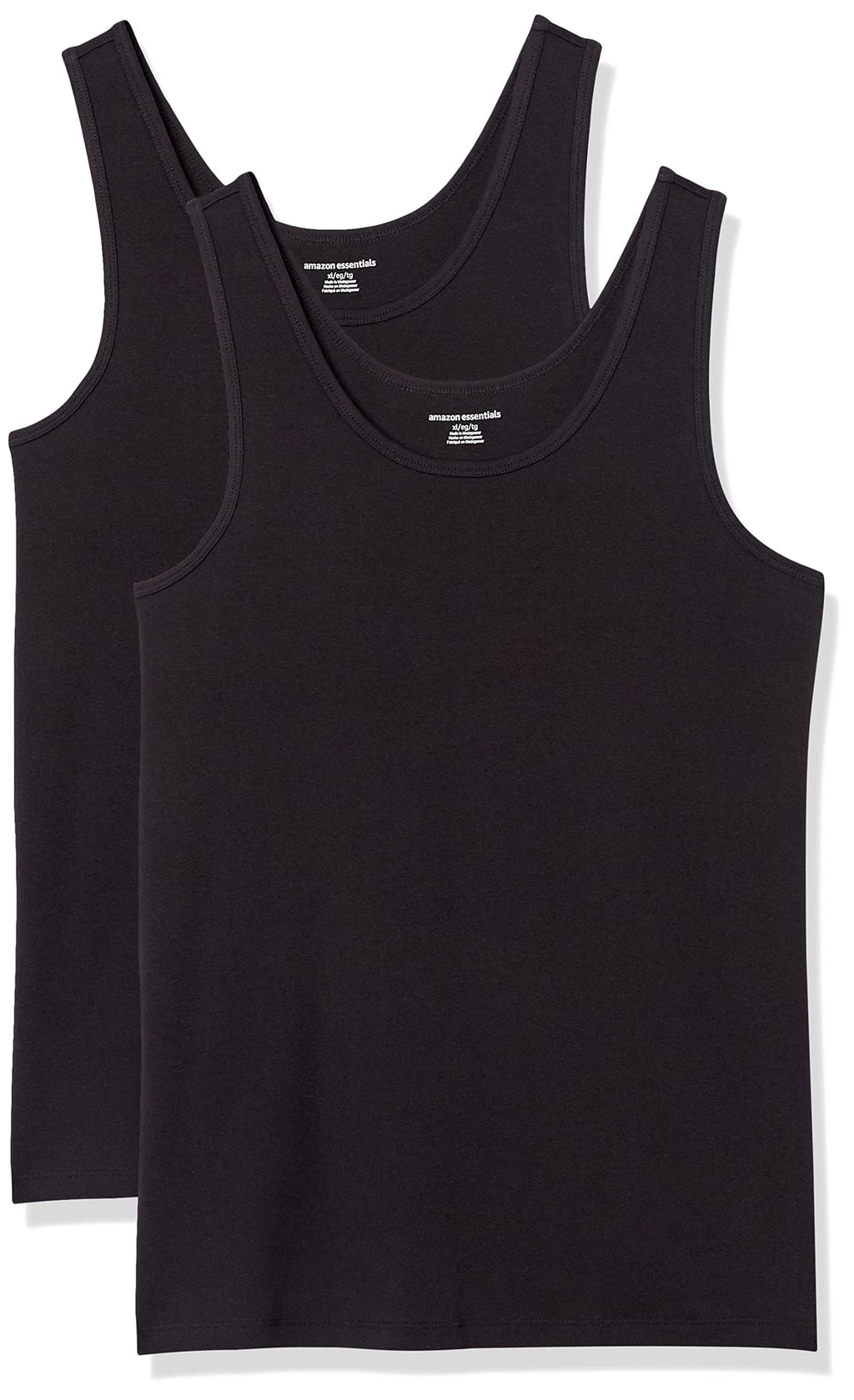 Amazon Essentials Women's Slim-Fit Ribbed Scoop Neck Tank Tops, Pack of 2