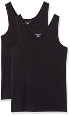 Amazon Essentials Women's Slim-Fit Ribbed Scoop Neck Tank Tops, Pack of 2