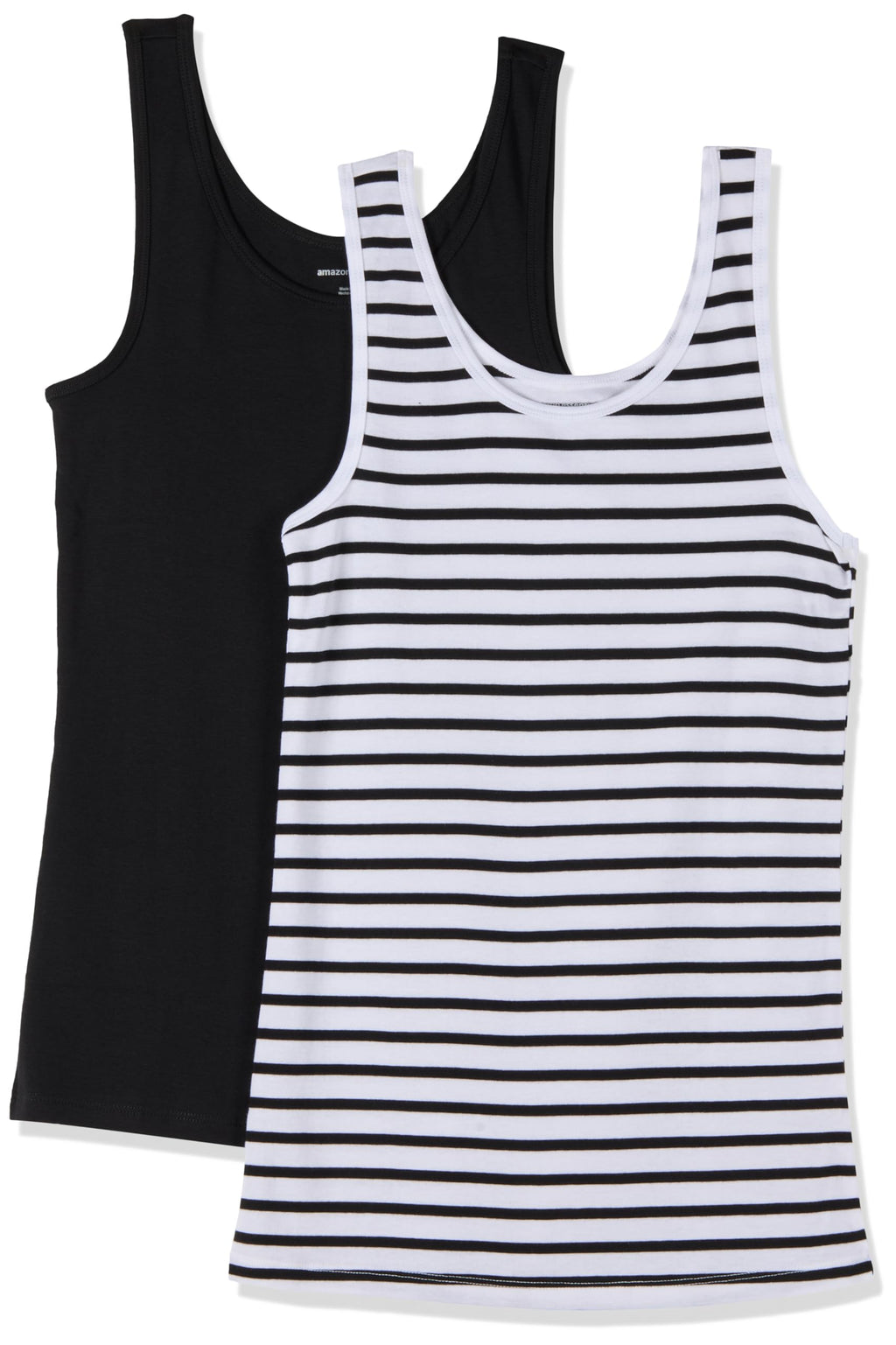 Amazon Essentials Women's Slim-Fit Ribbed Scoop Neck Tank Tops, Pack of 2