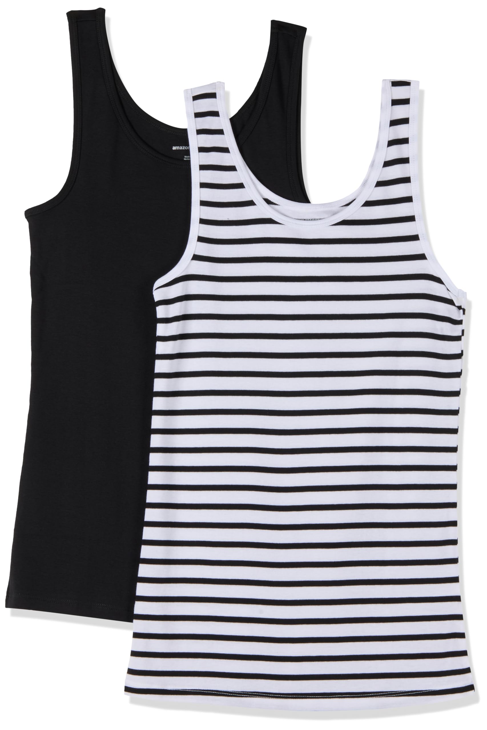 Amazon Essentials Women's Slim-Fit Ribbed Scoop Neck Tank Tops, Pack of 2