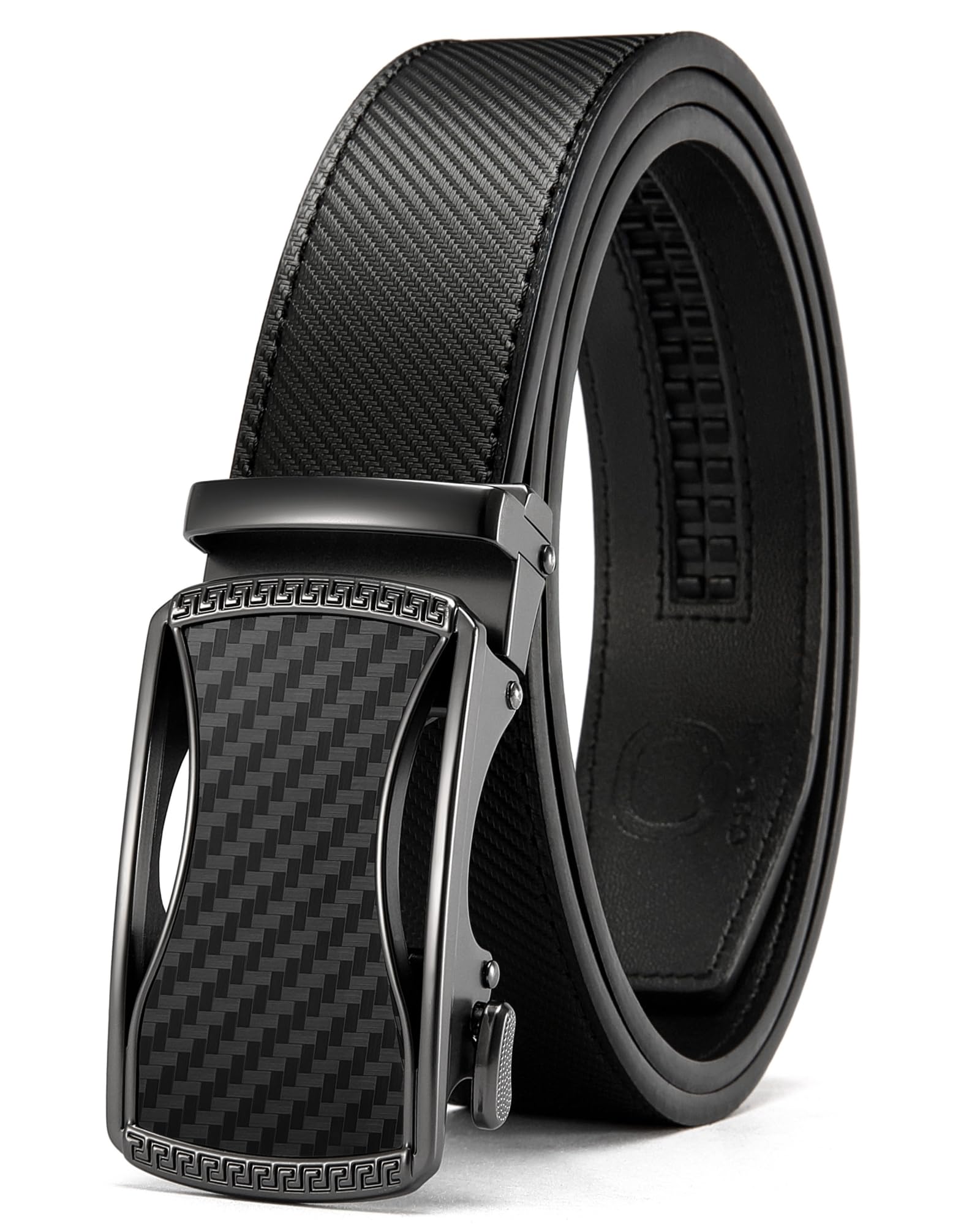 CHAOREN Men's Leather Ratchet Belt - Customizable Fit (35mm) | Smooth Sliding, Precise Micro‑Adjust, Trim to Fit, Dress & Casual Wear, Gift Box