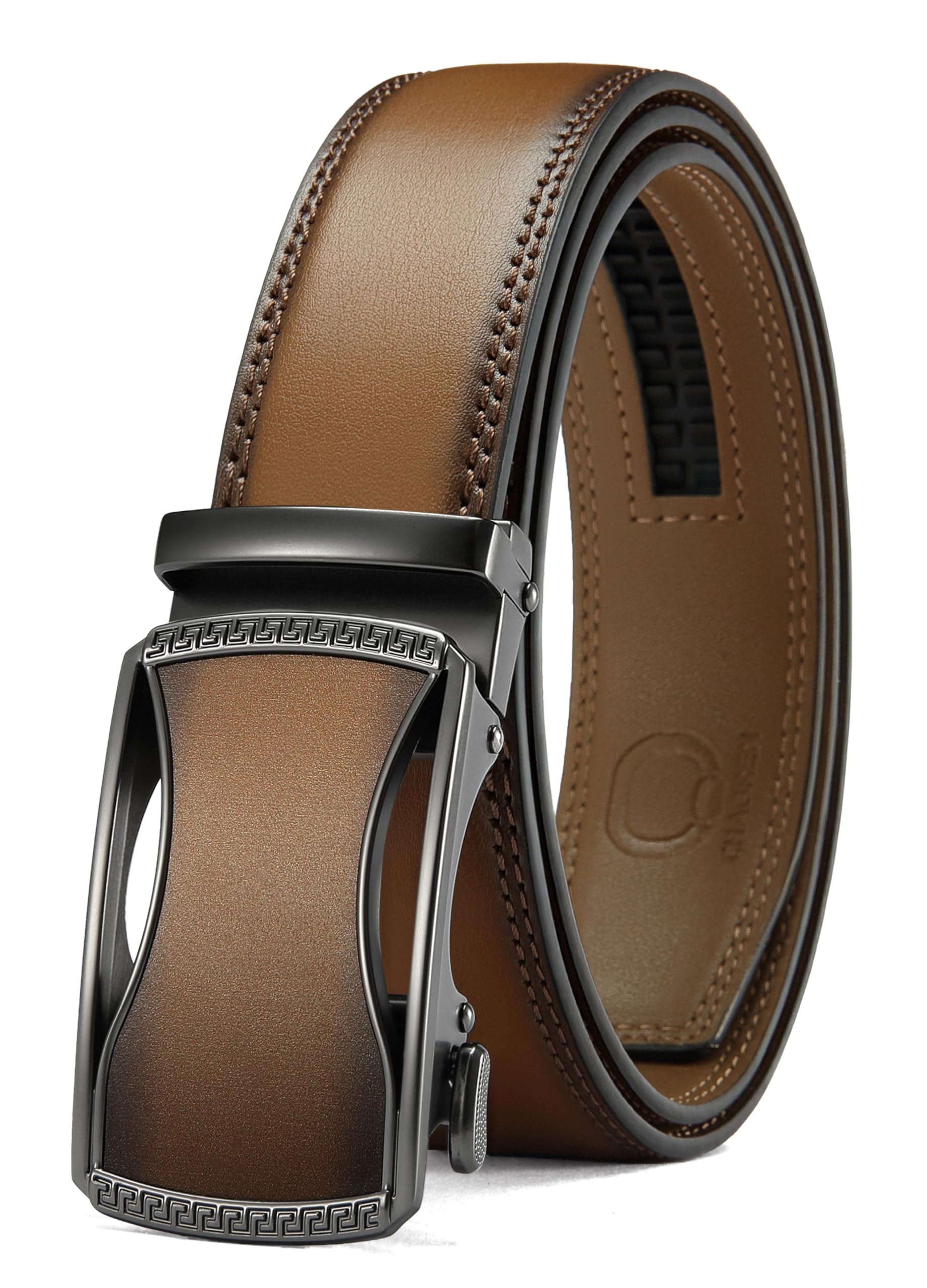 CHAOREN Men's Leather Ratchet Belt - Customizable Fit (35mm) | Smooth Sliding, Precise Micro‑Adjust, Trim to Fit, Dress & Casual Wear, Gift Box
