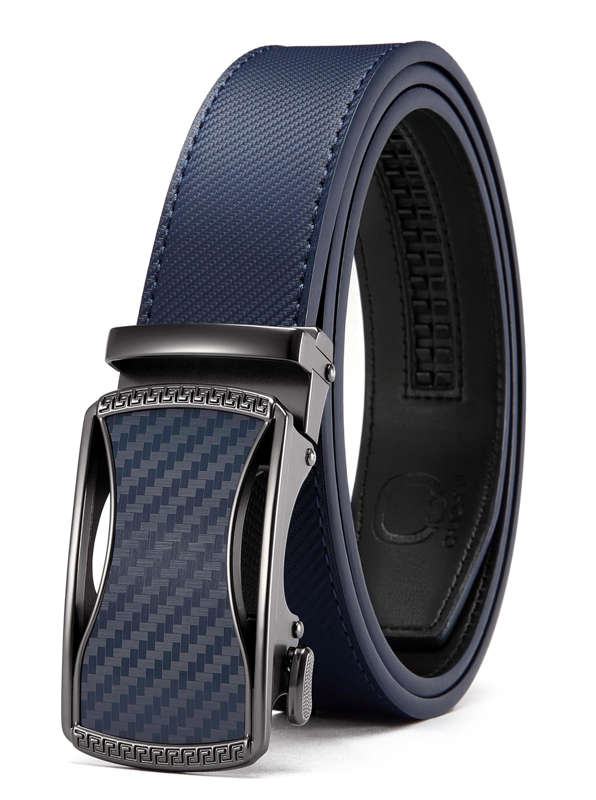 CHAOREN Men's Leather Ratchet Belt - Customizable Fit (35mm) | Smooth Sliding, Precise Micro‑Adjust, Trim to Fit, Dress & Casual Wear, Gift Box