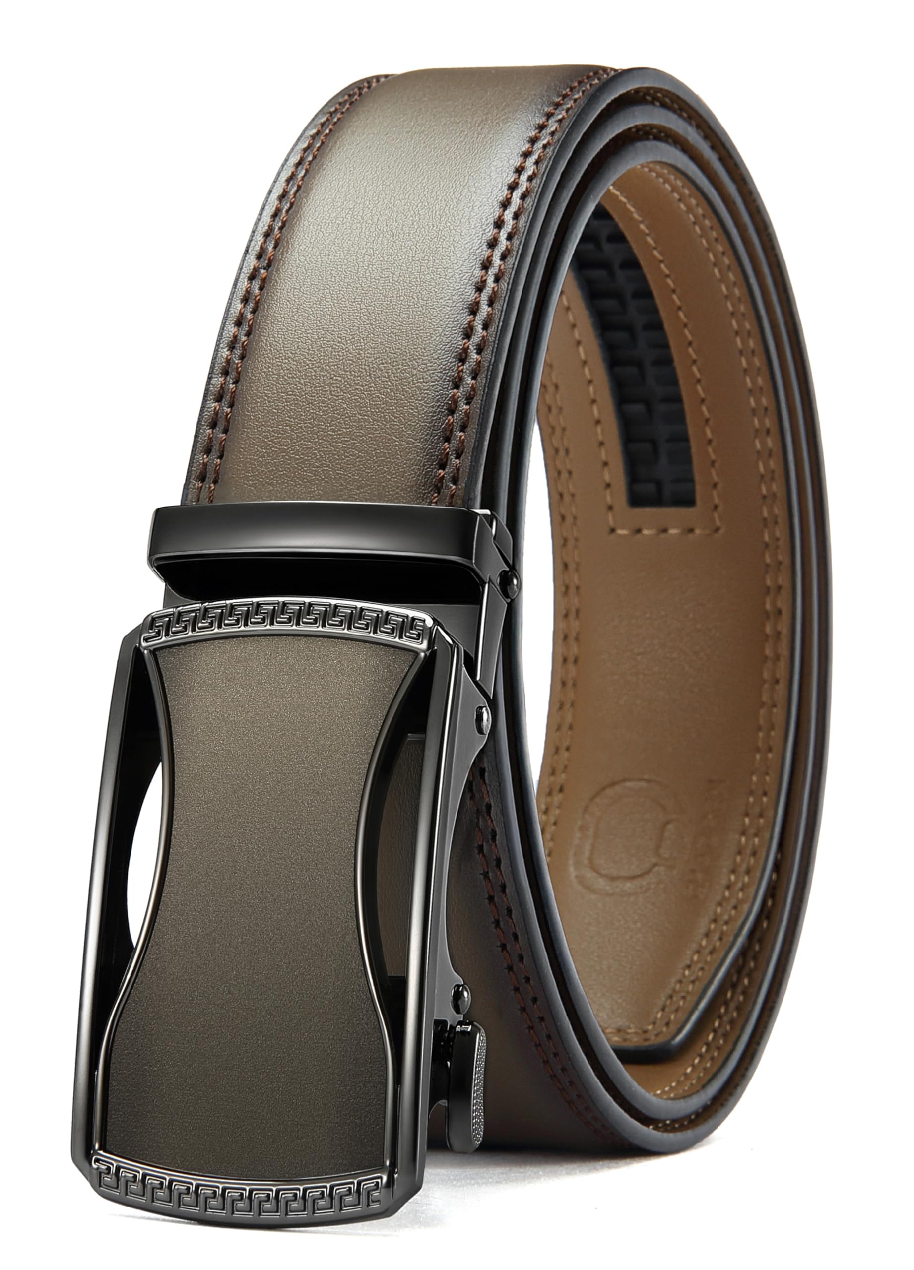 CHAOREN Men's Leather Ratchet Belt - Customizable Fit (35mm) | Smooth Sliding, Precise Micro‑Adjust, Trim to Fit, Dress & Casual Wear, Gift Box