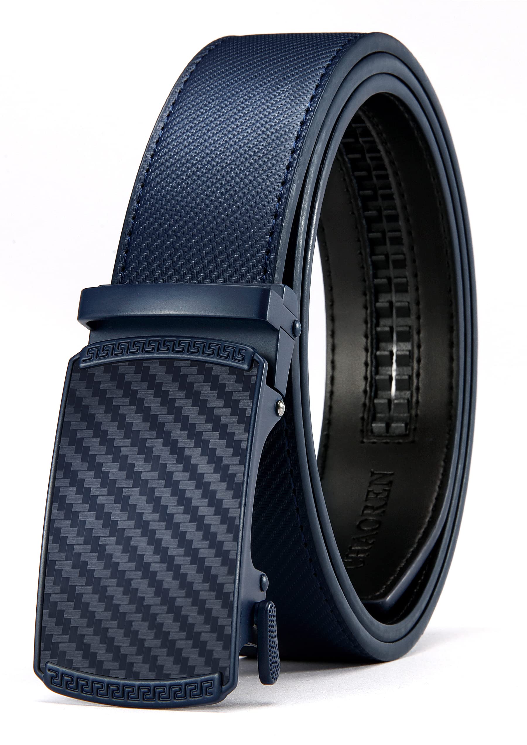 CHAOREN Men's Leather Ratchet Belt - Customizable Fit (35mm) | Smooth Sliding, Precise Micro‑Adjust, Trim to Fit, Dress & Casual Wear, Gift Box