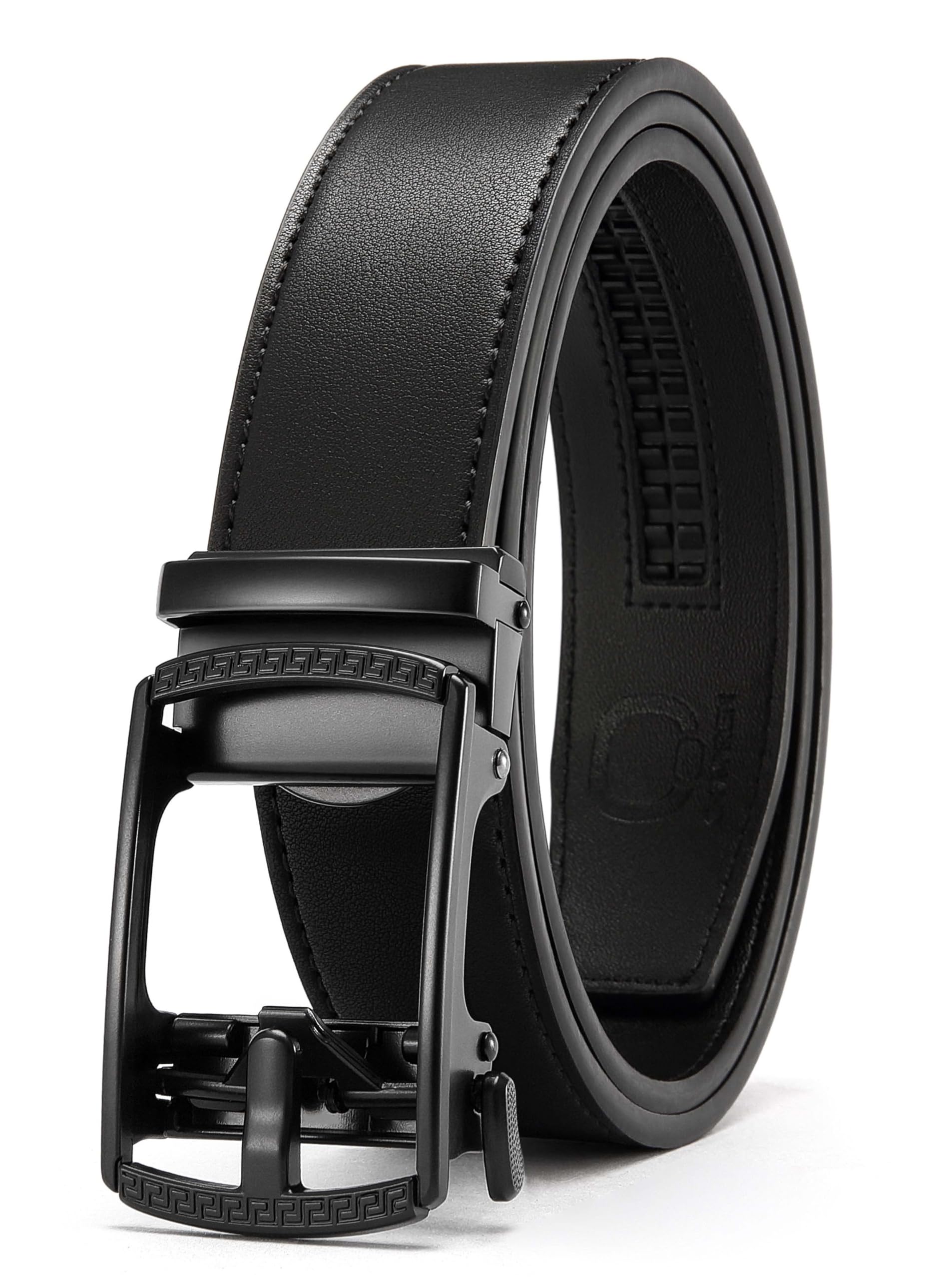 CHAOREN Men's Leather Ratchet Belt - Customizable Fit (35mm) | Smooth Sliding, Precise Micro‑Adjust, Trim to Fit, Dress & Casual Wear, Gift Box