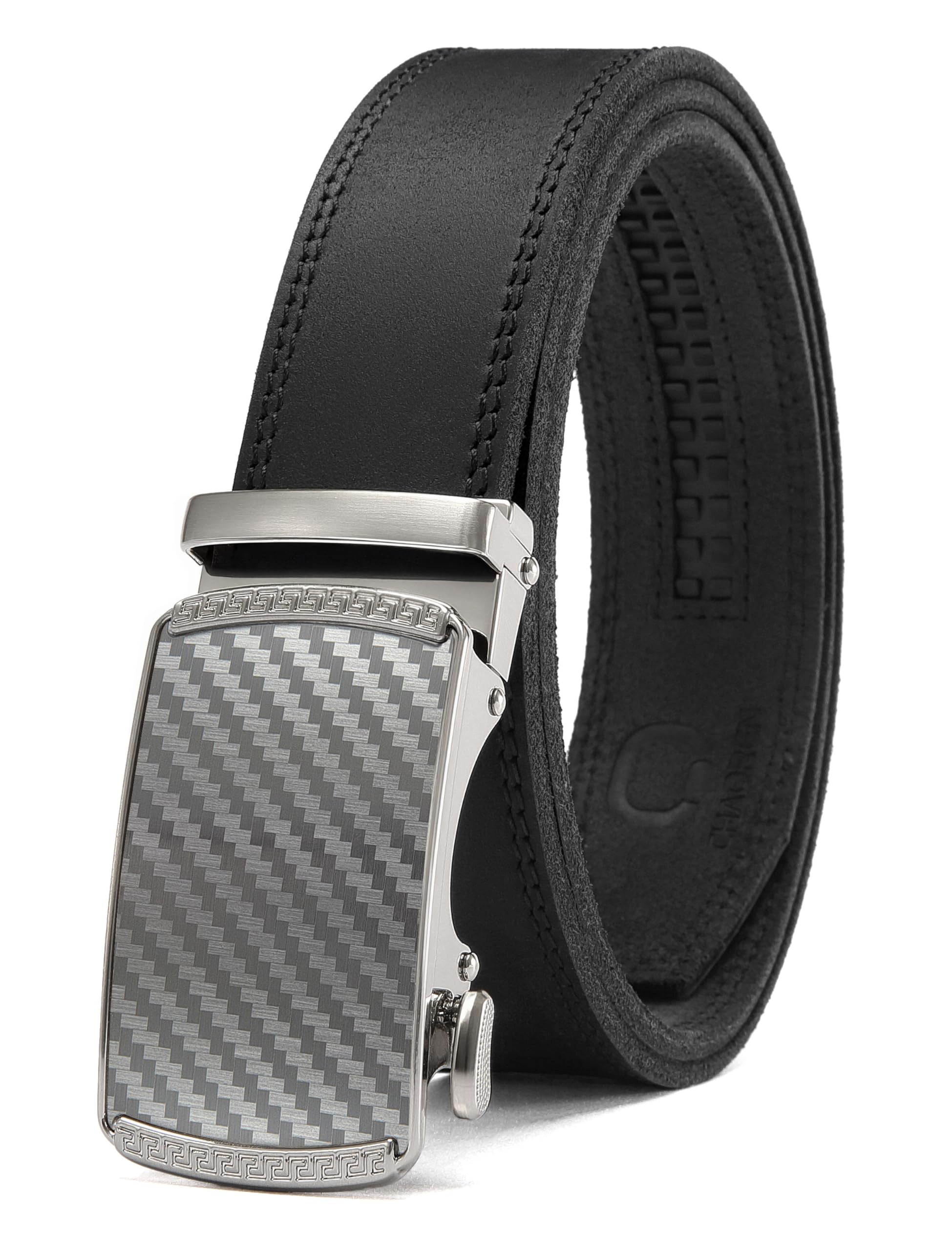 CHAOREN Men's Leather Ratchet Belt - Customizable Fit (35mm) | Smooth Sliding, Precise Micro‑Adjust, Trim to Fit, Dress & Casual Wear, Gift Box