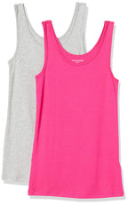 Amazon Essentials Women's Slim-Fit Ribbed Scoop Neck Tank Tops, Pack of 2