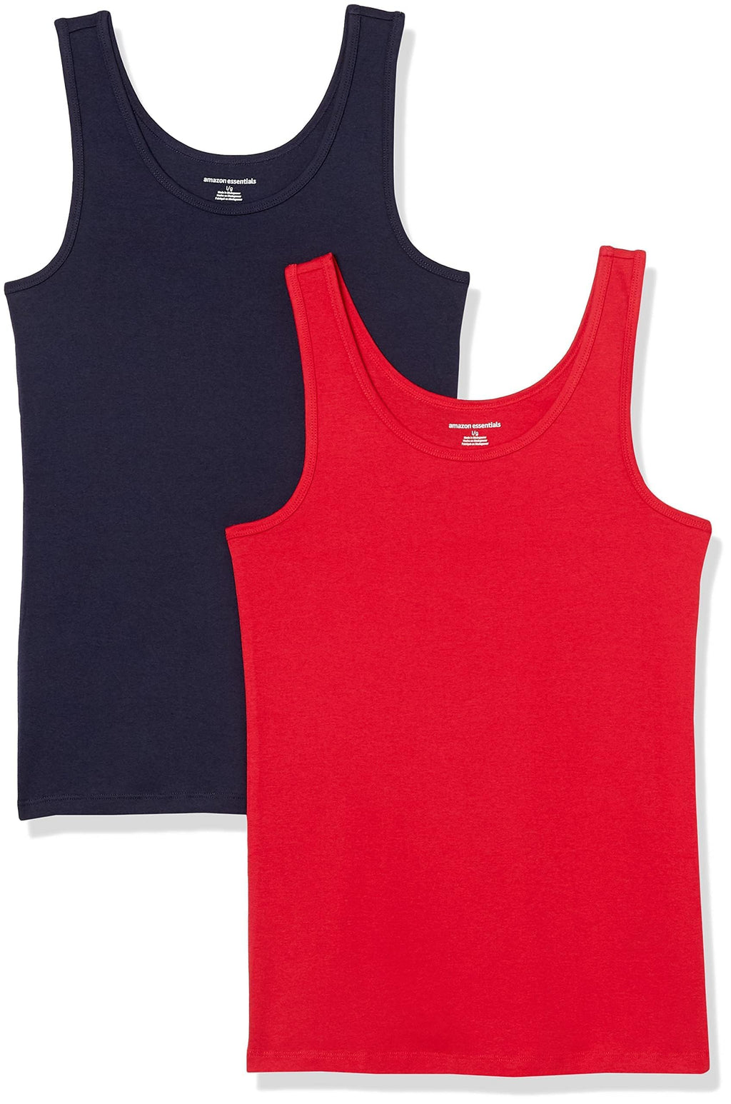 Amazon Essentials Women's Slim-Fit Ribbed Scoop Neck Tank Tops, Pack of 2