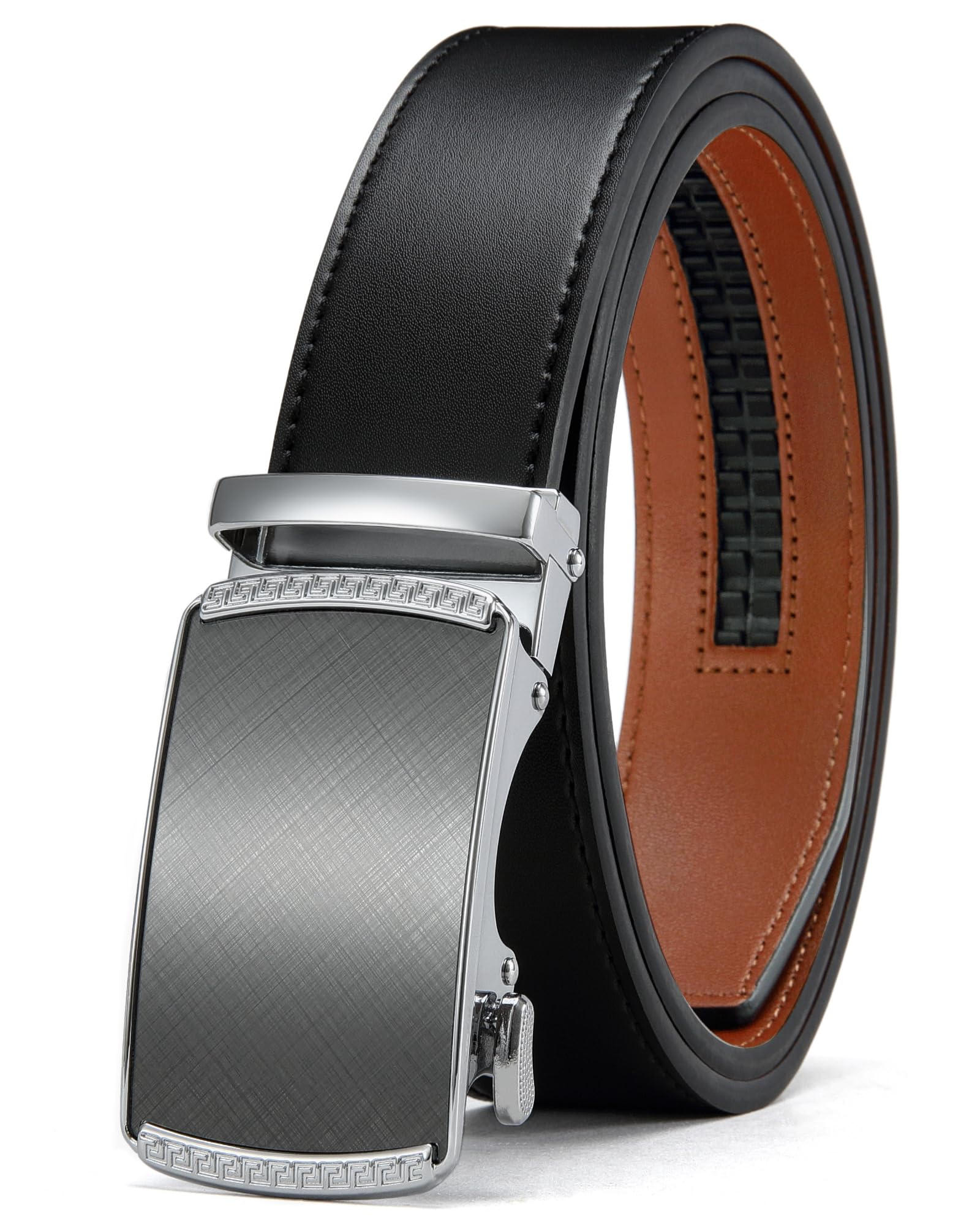CHAOREN Men's Leather Ratchet Belt - Customizable Fit (35mm) | Smooth Sliding, Precise Micro‑Adjust, Trim to Fit, Dress & Casual Wear, Gift Box