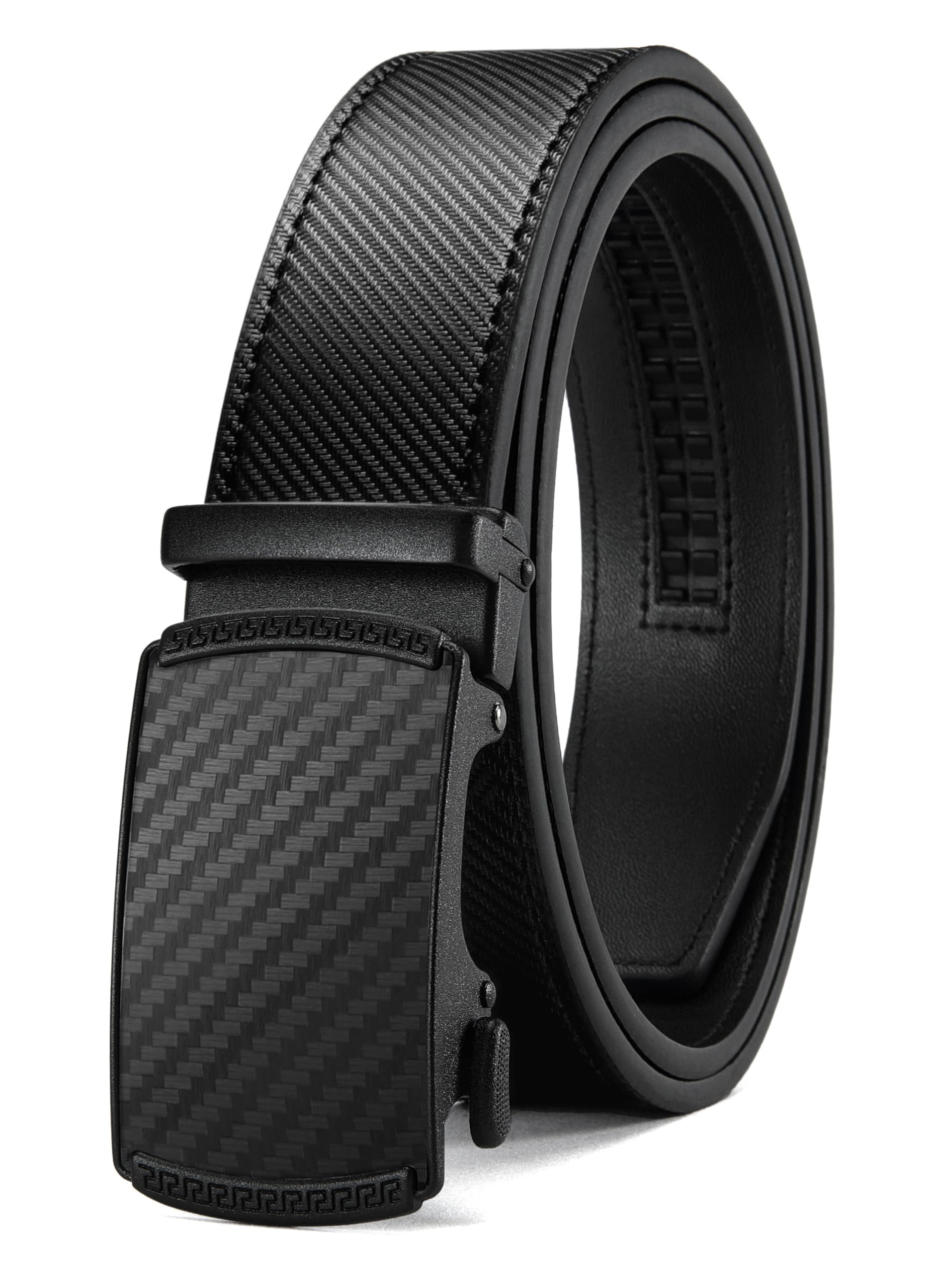 CHAOREN Men's Leather Ratchet Belt - Customizable Fit (35mm) | Smooth Sliding, Precise Micro‑Adjust, Trim to Fit, Dress & Casual Wear, Gift Box