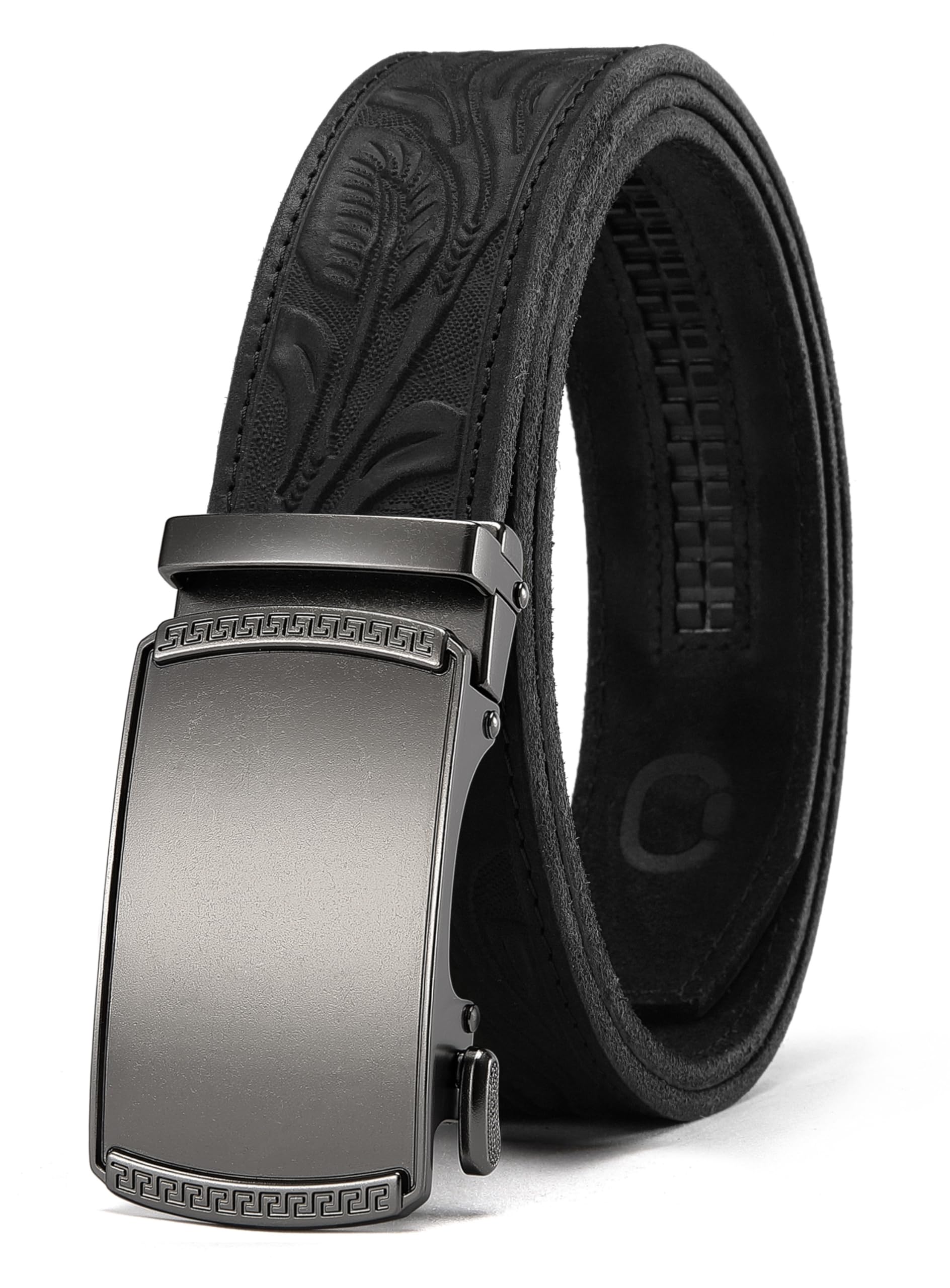 CHAOREN Men's Leather Ratchet Belt - Customizable Fit (35mm) | Smooth Sliding, Precise Micro‑Adjust, Trim to Fit, Dress & Casual Wear, Gift Box