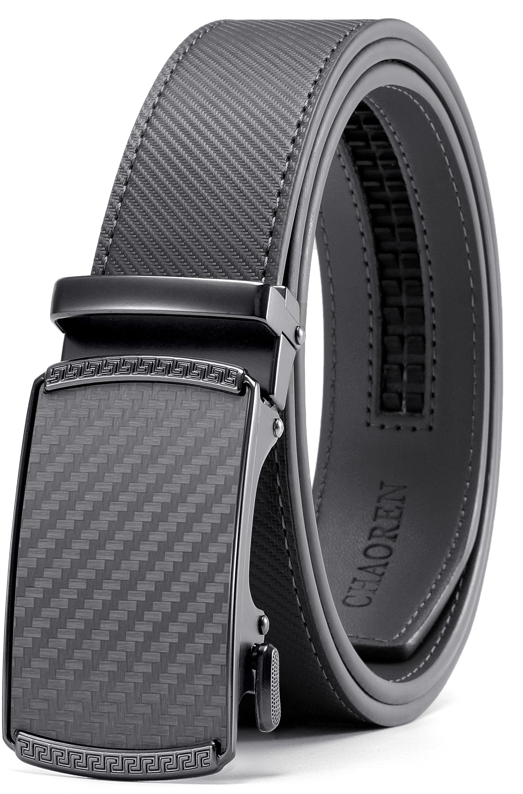 CHAOREN Men's Leather Ratchet Belt - Customizable Fit (35mm) | Smooth Sliding, Precise Micro‑Adjust, Trim to Fit, Dress & Casual Wear, Gift Box