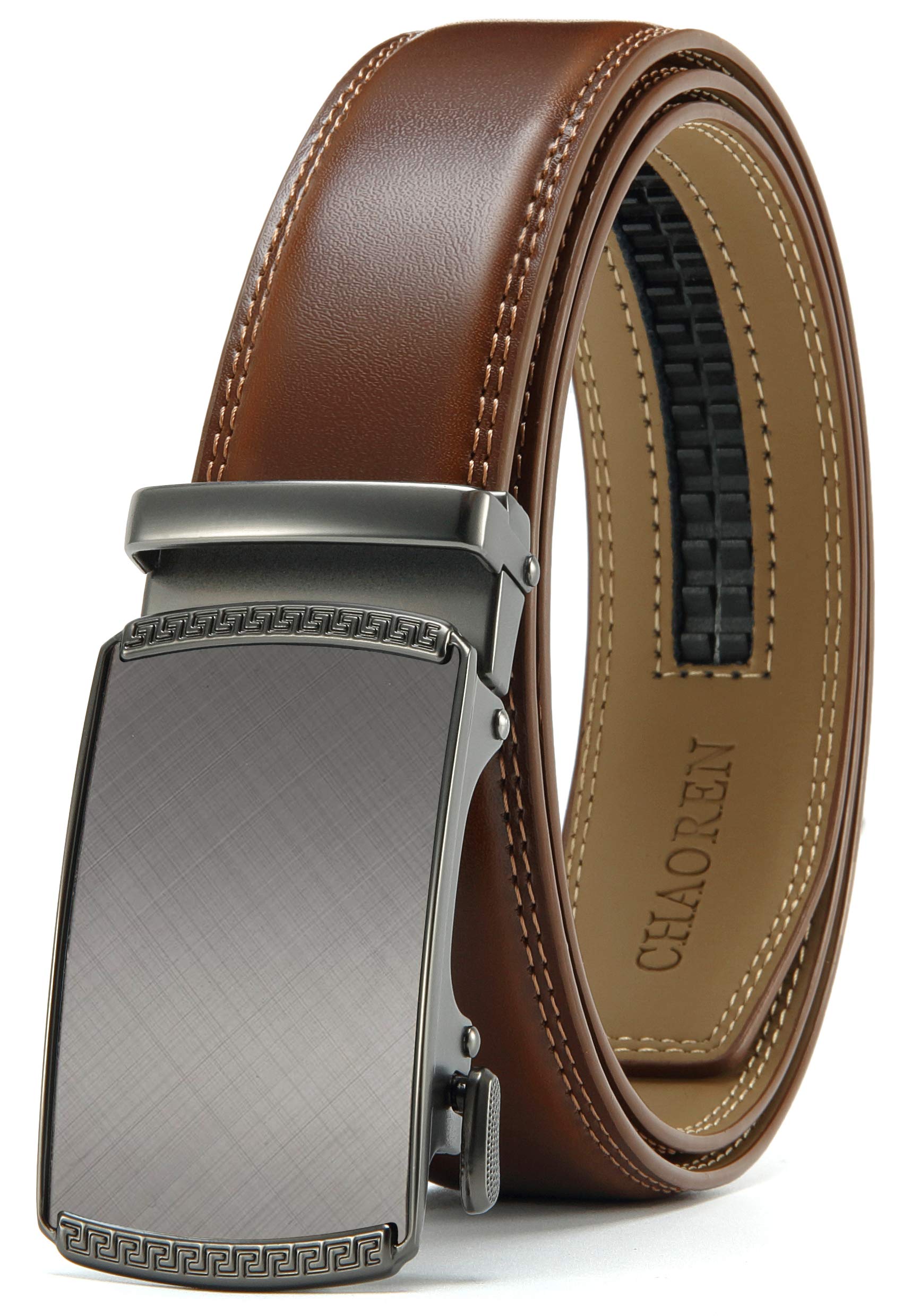CHAOREN Men's Leather Ratchet Belt - Customizable Fit (35mm) | Smooth Sliding, Precise Micro‑Adjust, Trim to Fit, Dress & Casual Wear, Gift Box
