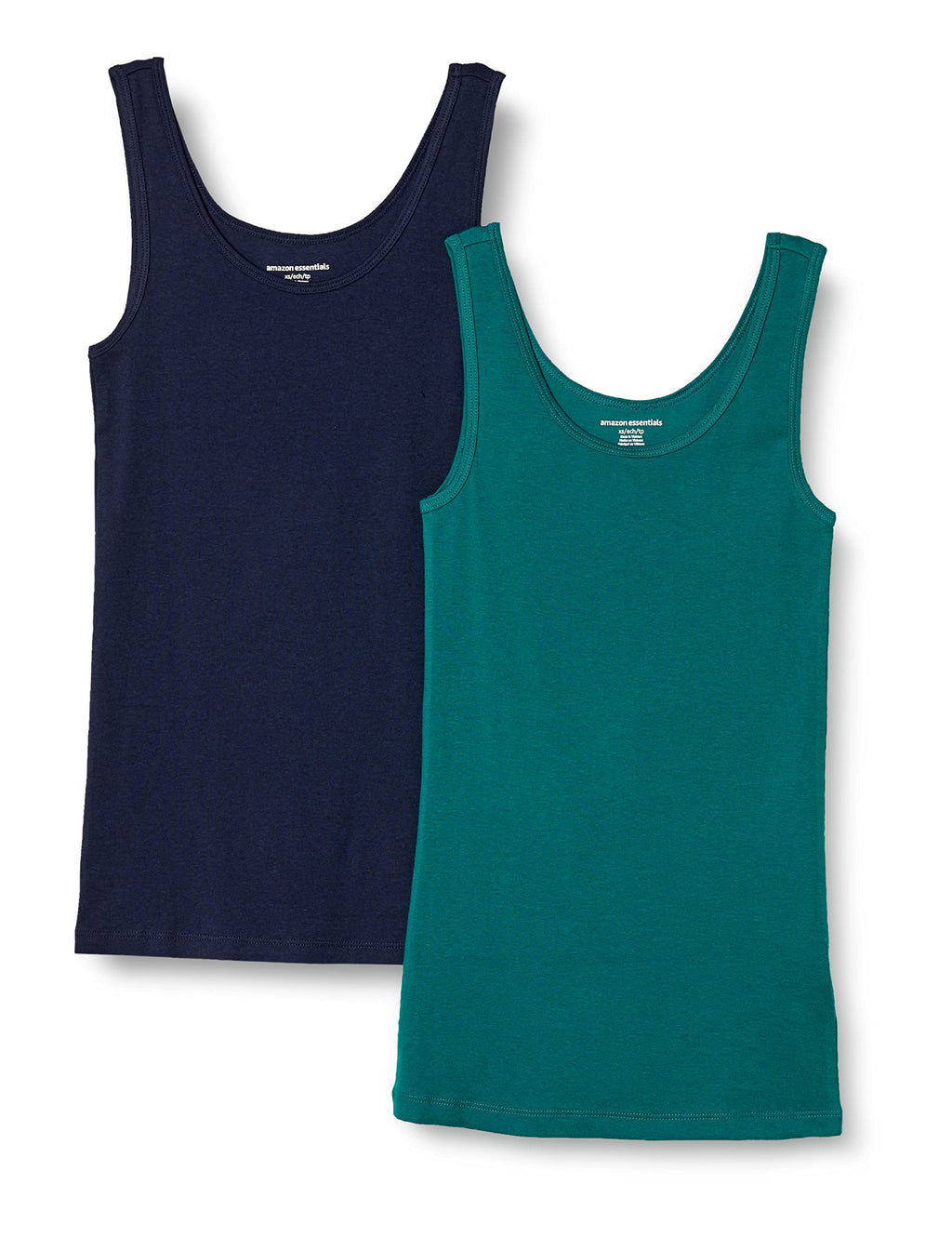 Amazon Essentials Women's Slim-Fit Ribbed Scoop Neck Tank Tops, Pack of 2