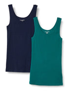 Amazon Essentials Women's Slim-Fit Ribbed Scoop Neck Tank Tops, Pack of 2