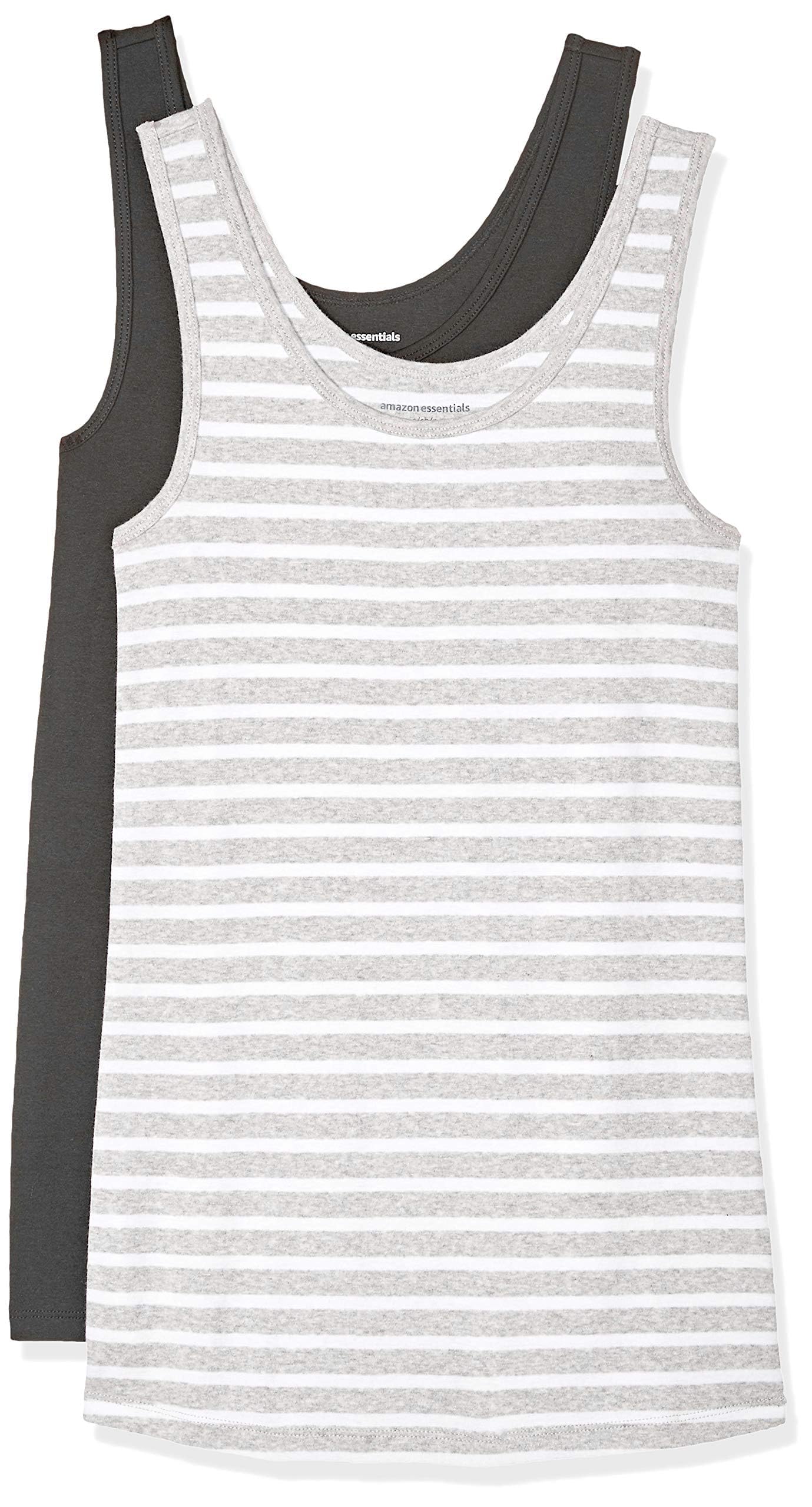 Amazon Essentials Women's Slim-Fit Ribbed Scoop Neck Tank Tops, Pack of 2