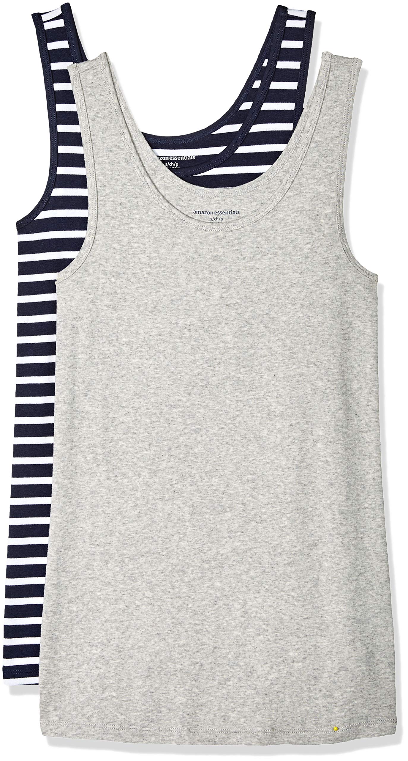 Amazon Essentials Women's Slim-Fit Ribbed Scoop Neck Tank Tops, Pack of 2