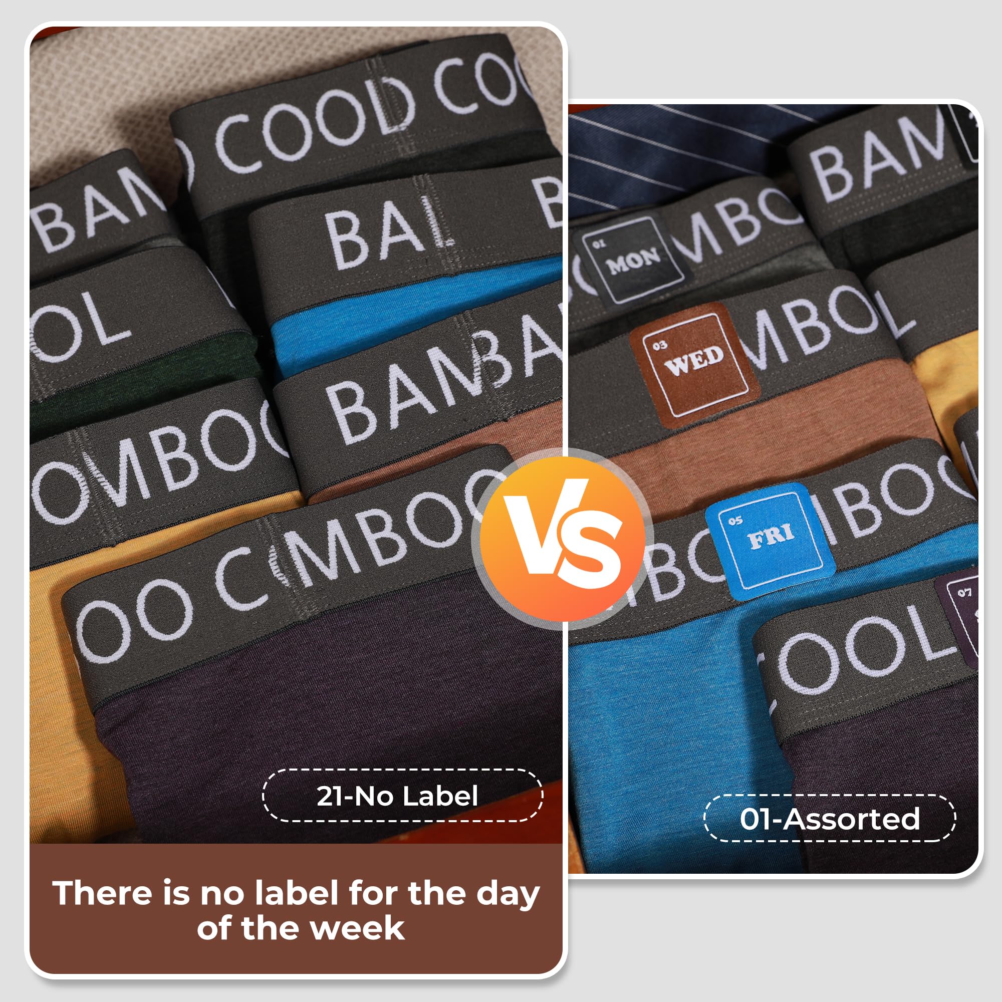 BAMBOO COOL Ultra Soft & breathable Mens Underwear Boxer Briefs Pack | Natural Bamboo Fabric‌,No Ride Up,Softer&Cooler than Cotton,Lightweight&breathable,Daily Wear,Outdoor
